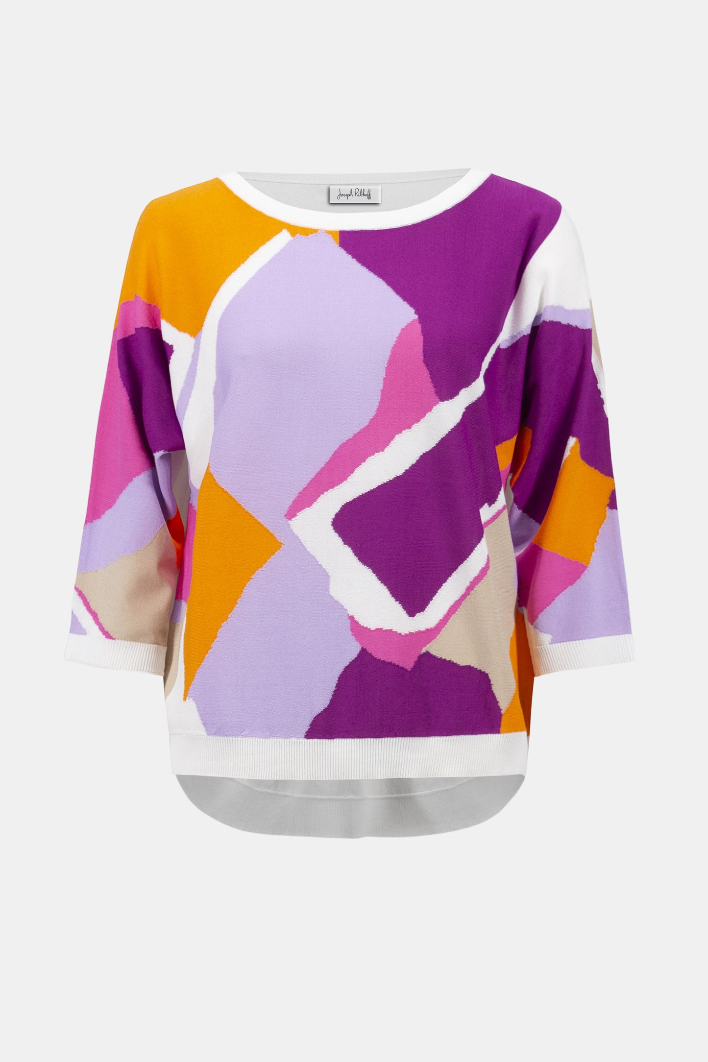 Joseph Ribkoff Fine Knit Oversized Sweater White/Orange/Pink 252927