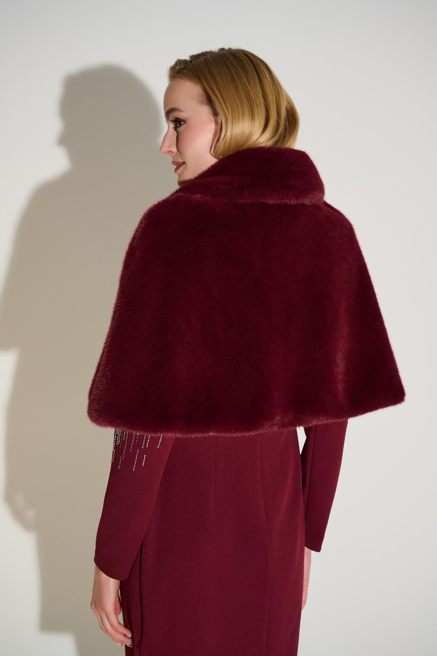 Joseph Ribkoff Merlot Faux Fur Cape 253749