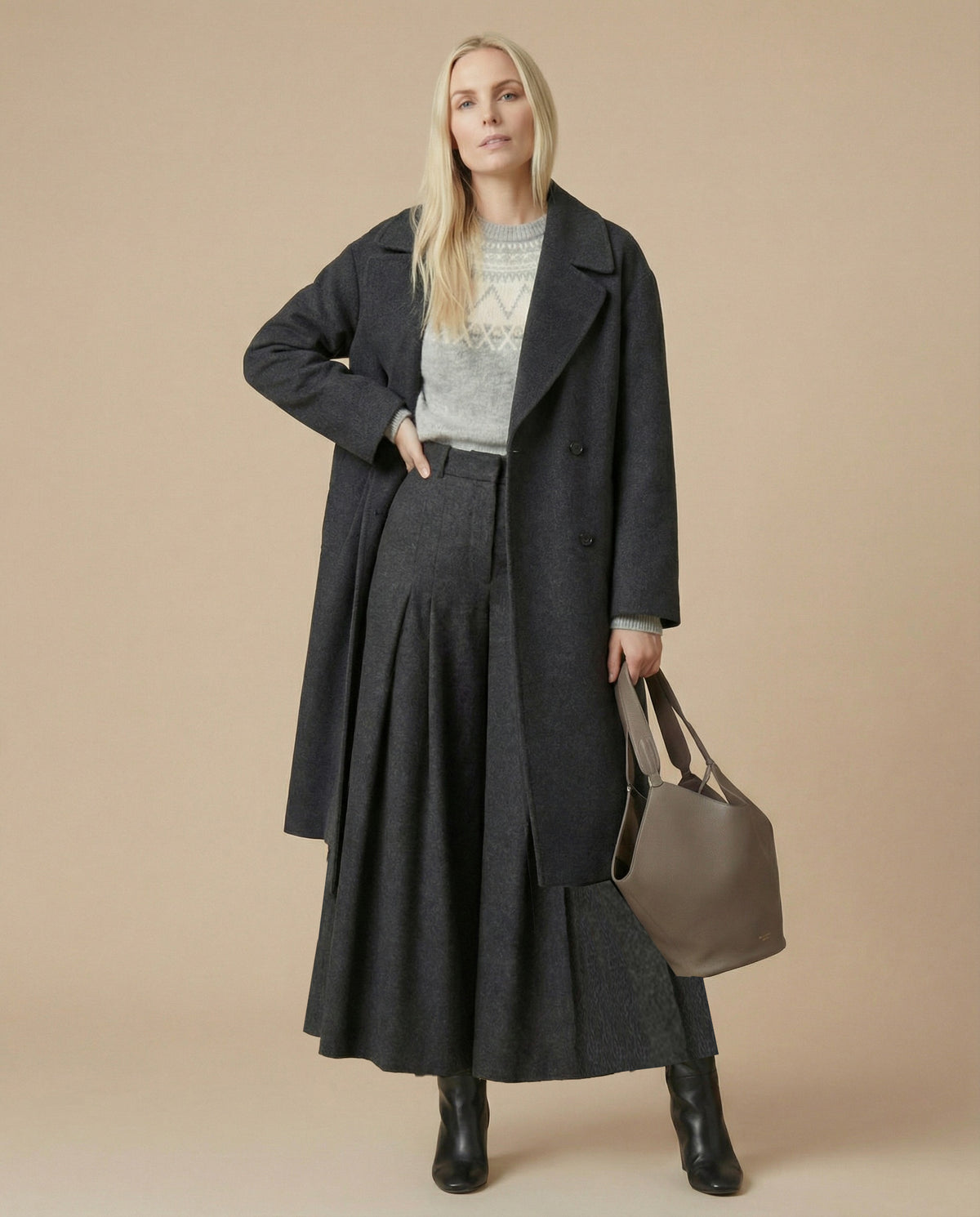 Allison Grey Long Coat 261TP2550