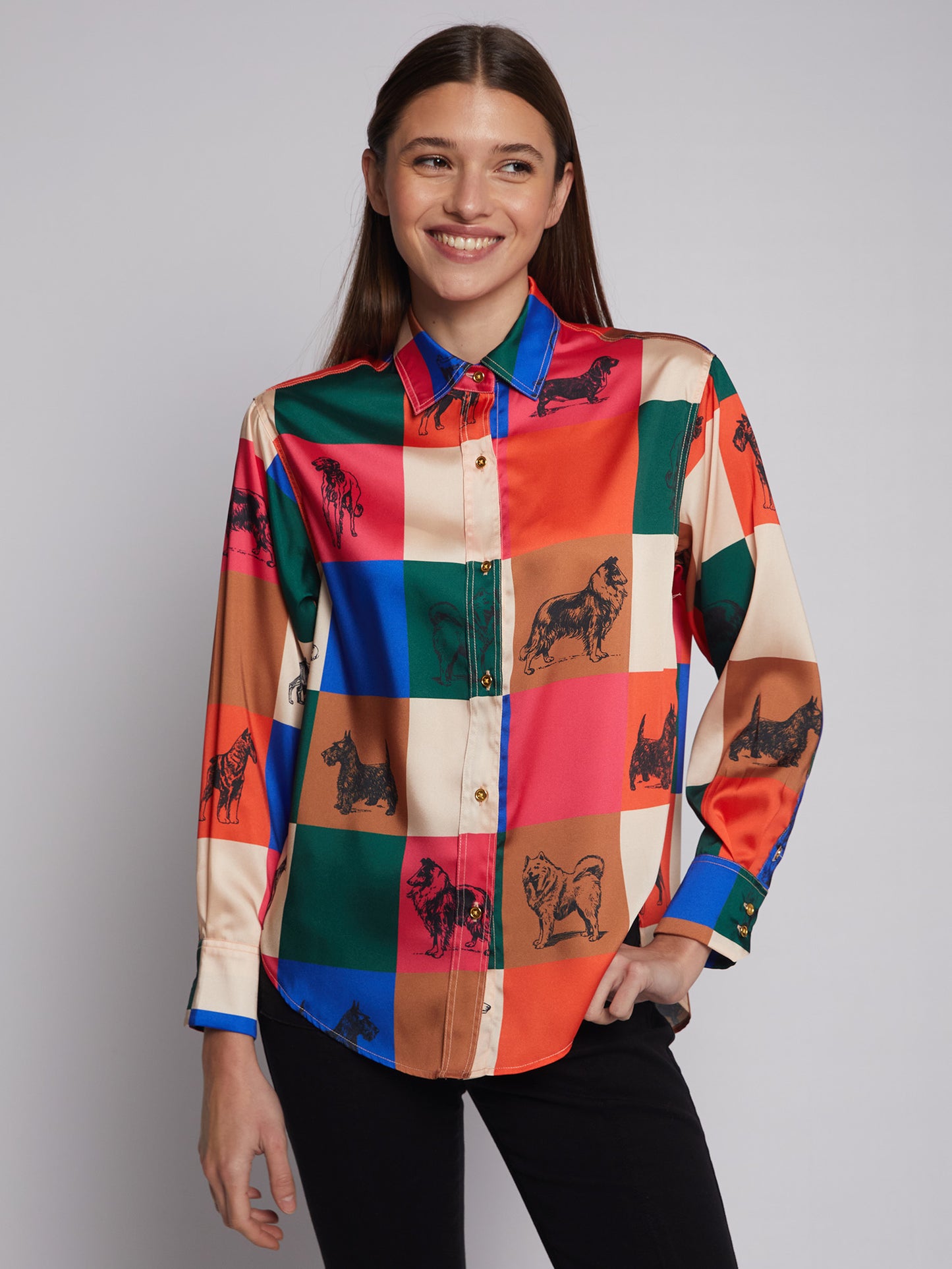 Vilagallo Dog Print Shirt