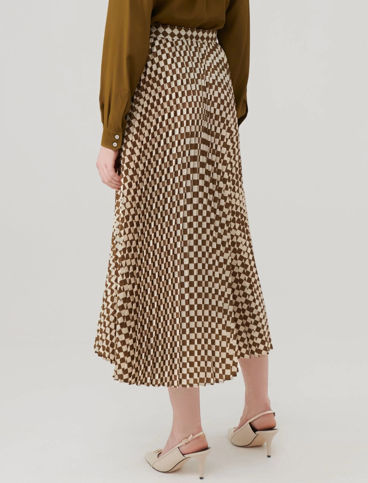 Marella Check Pleated Skirt