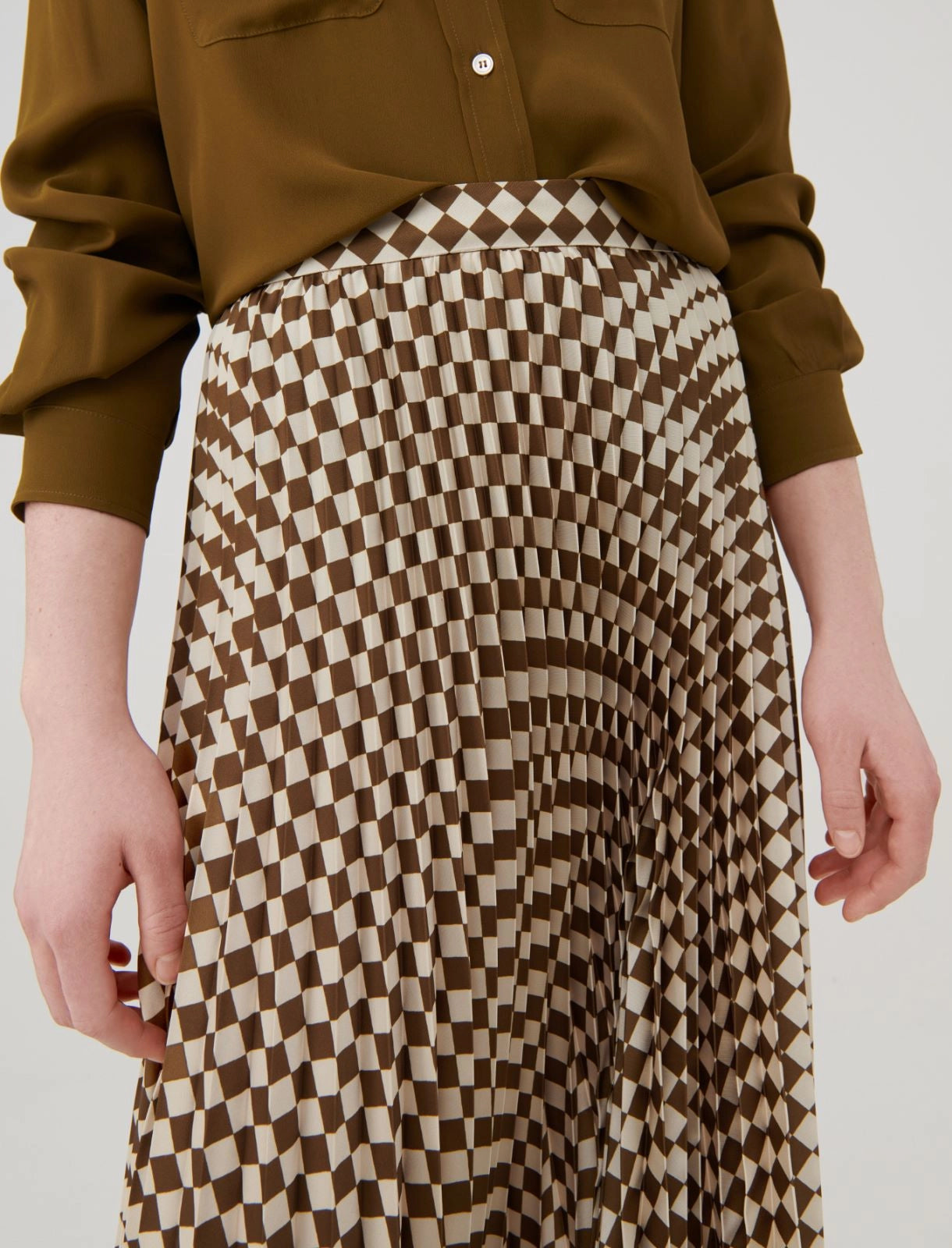 Marella Check Pleated Skirt