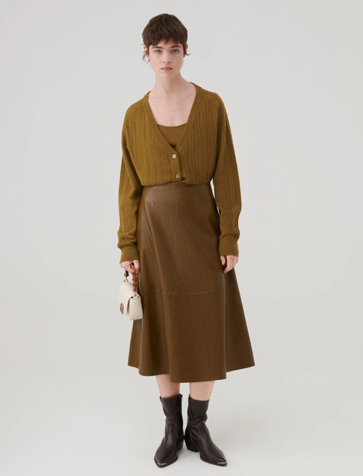 Marella A-Line Pleather Skirt