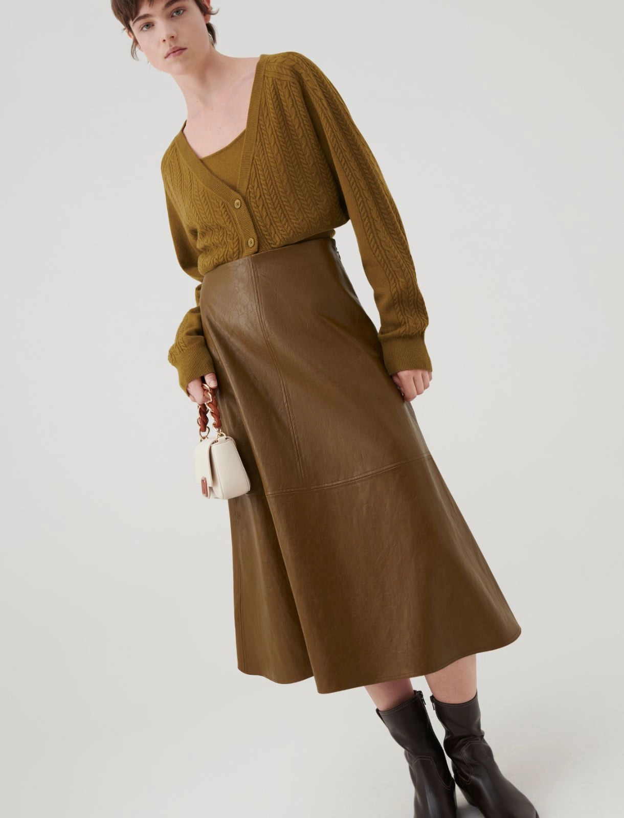 Marella A-Line Pleather Skirt