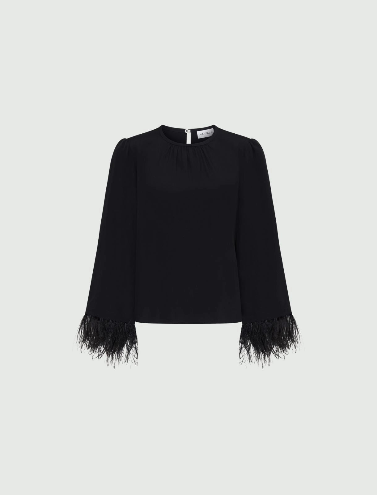 Marella Blouse with Feather Cuffs