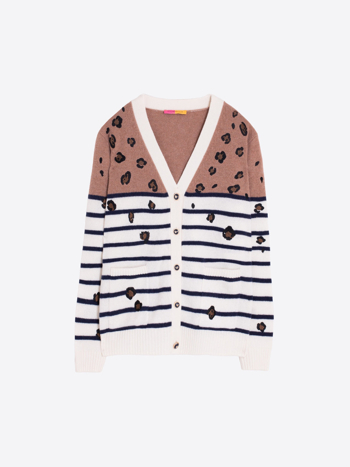 Vilagallo Stripe Animal Print Cardigan 34120