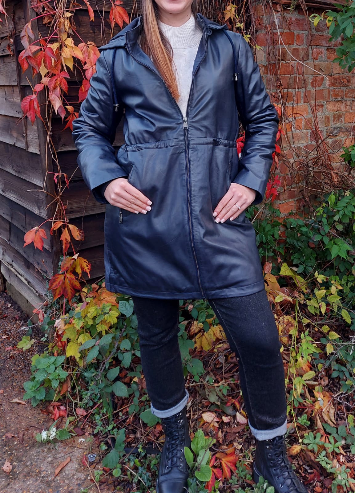 Levinsky Navy Leather Parka