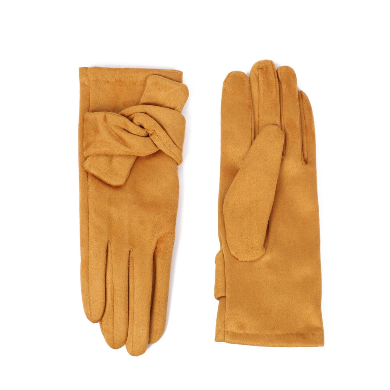 Zelly Mustard Faux Suede Gloves