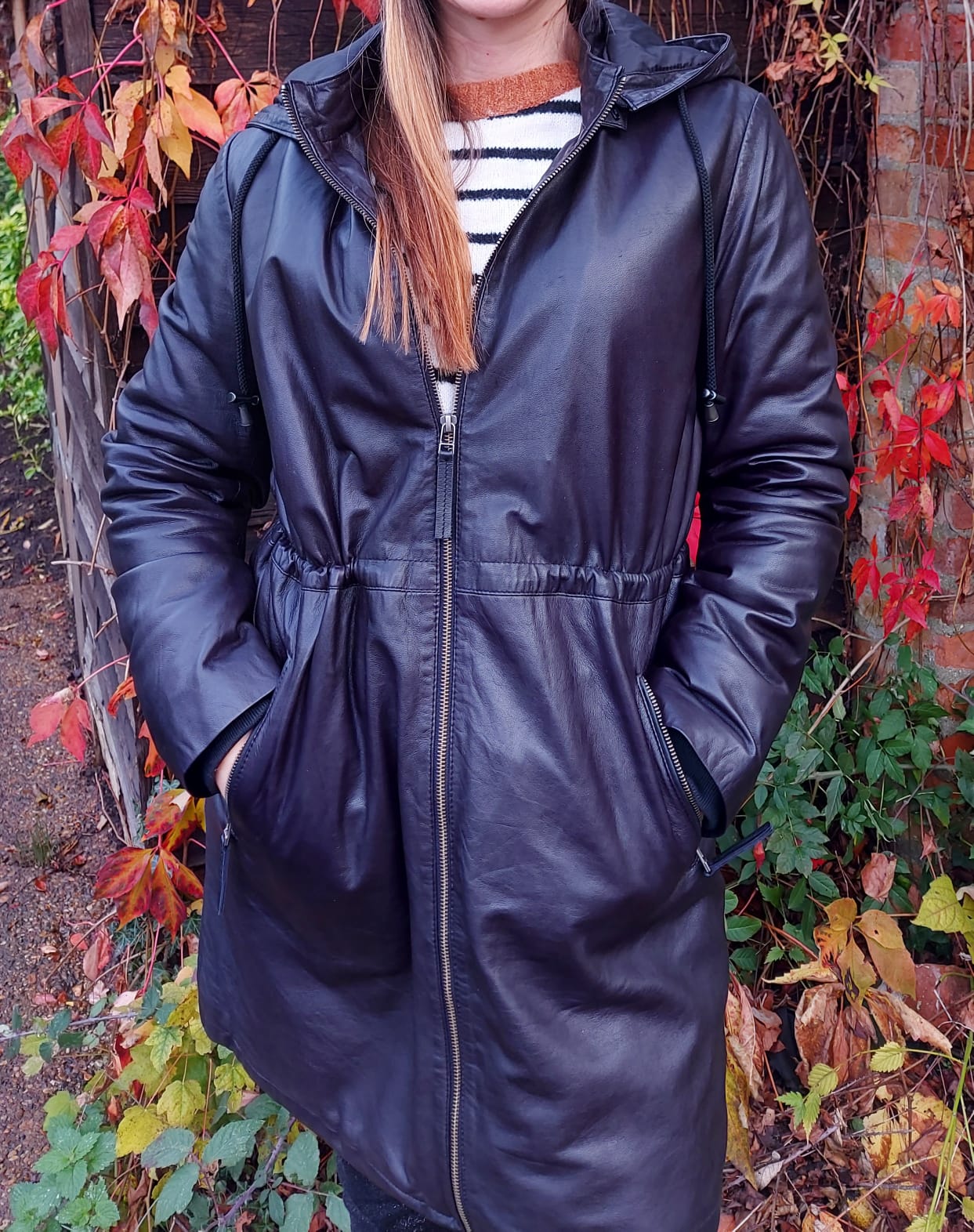 Levinsky Navy Leather Parka