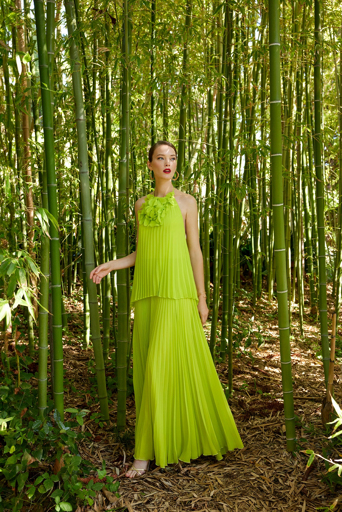 Carla Ruiz Lime Halter Neck Dress 50501