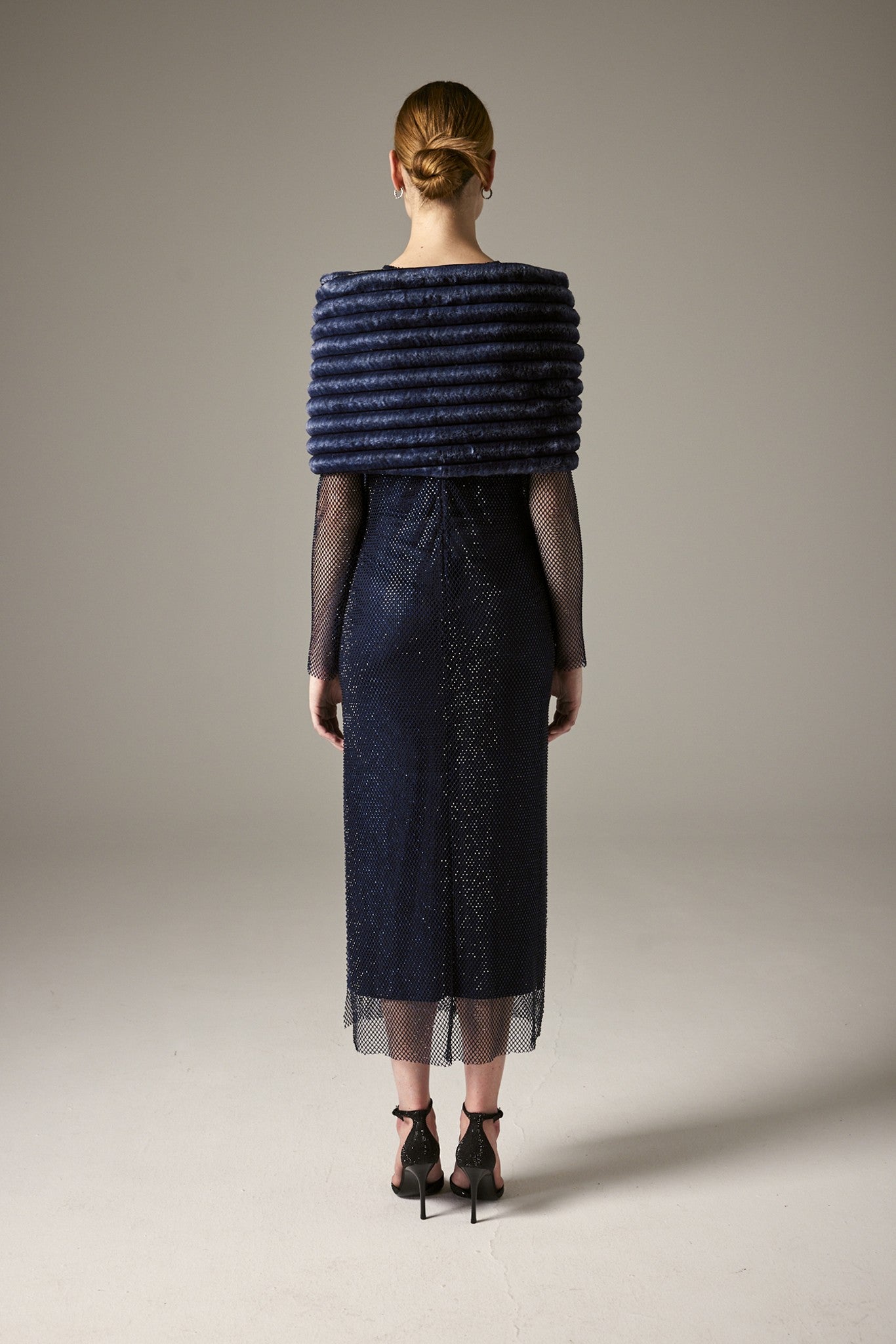 Carla Ruiz Blue Faux Fur Wrap 51102