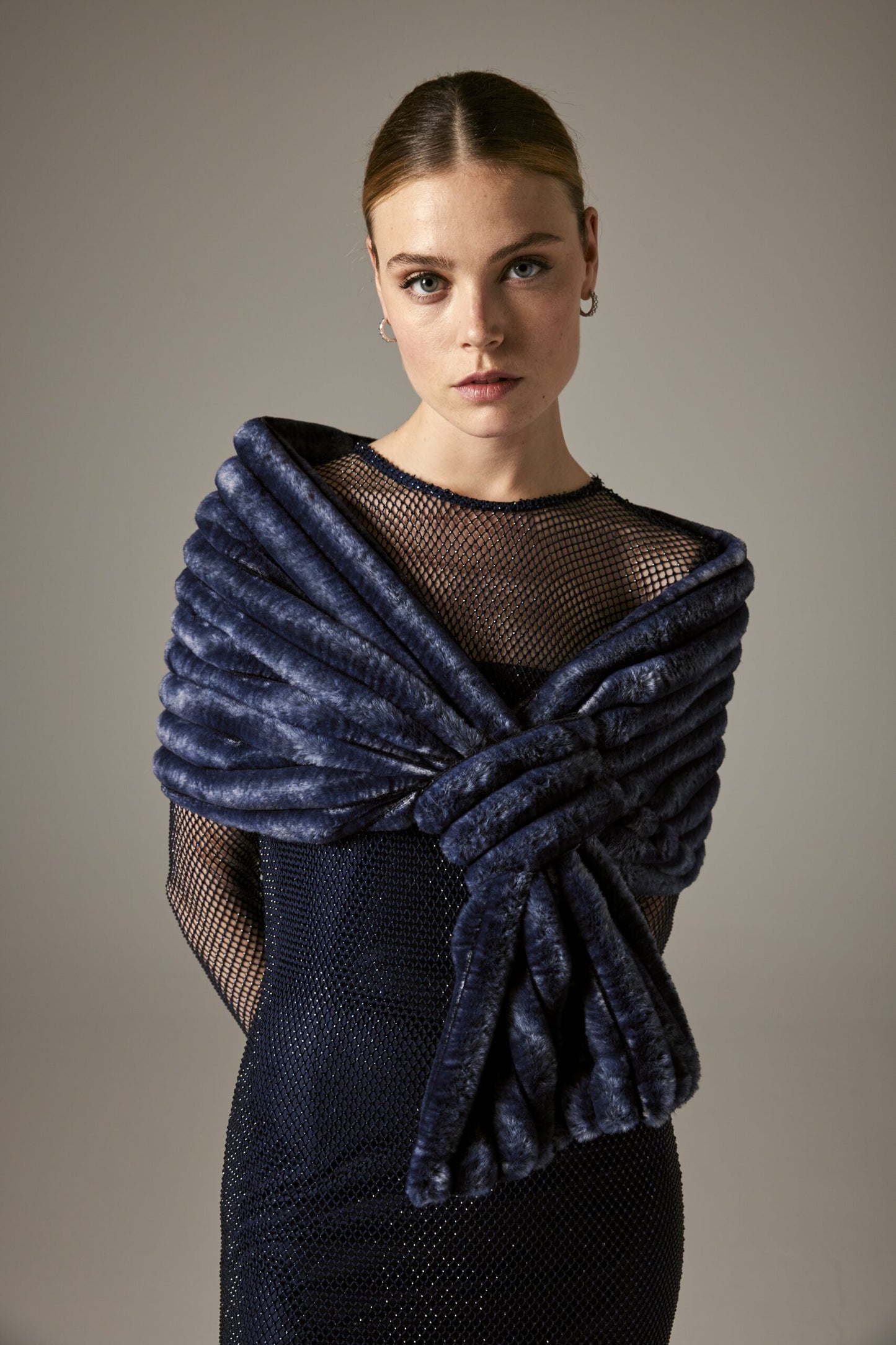 Carla Ruiz Blue Faux Fur Wrap 51102