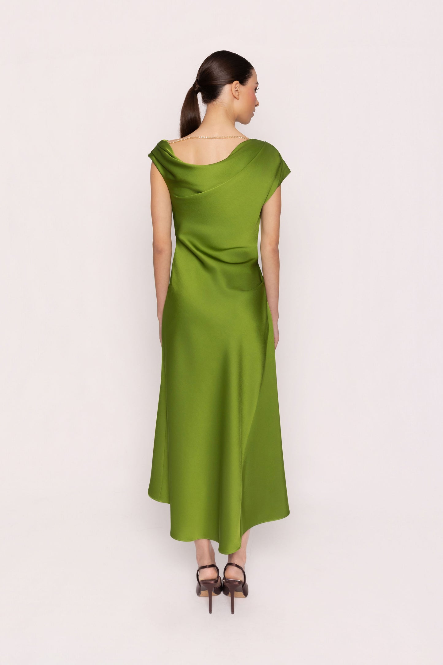 Carla Ruiz Lime Satin Dress 53035