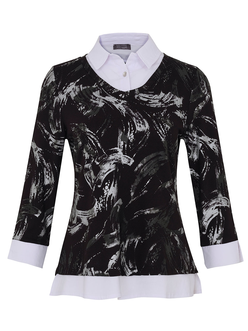 Dolcezza Metallic Mock Shirt Sweater