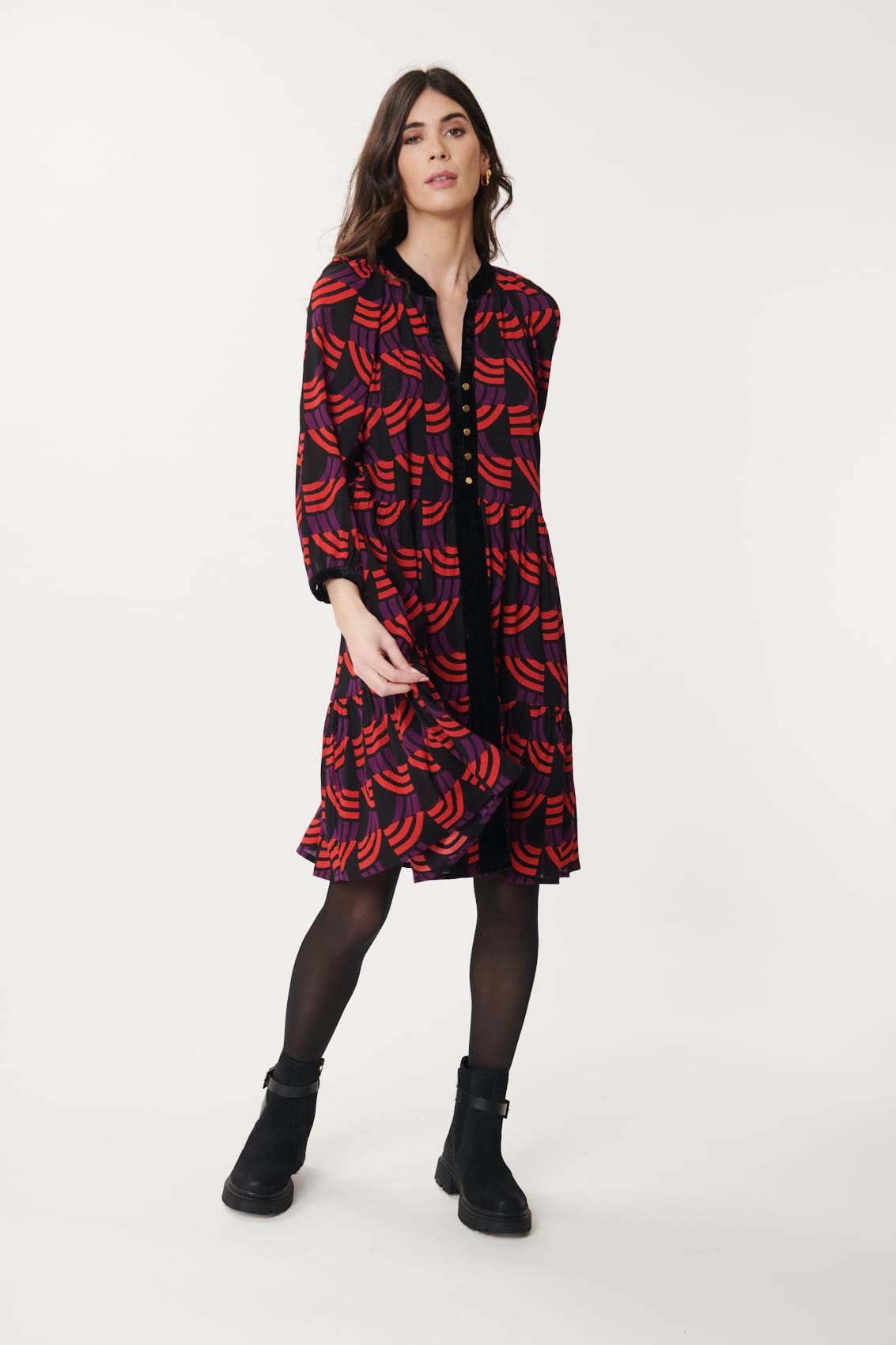Derhy Ainoa Geo Print Shirt Dress