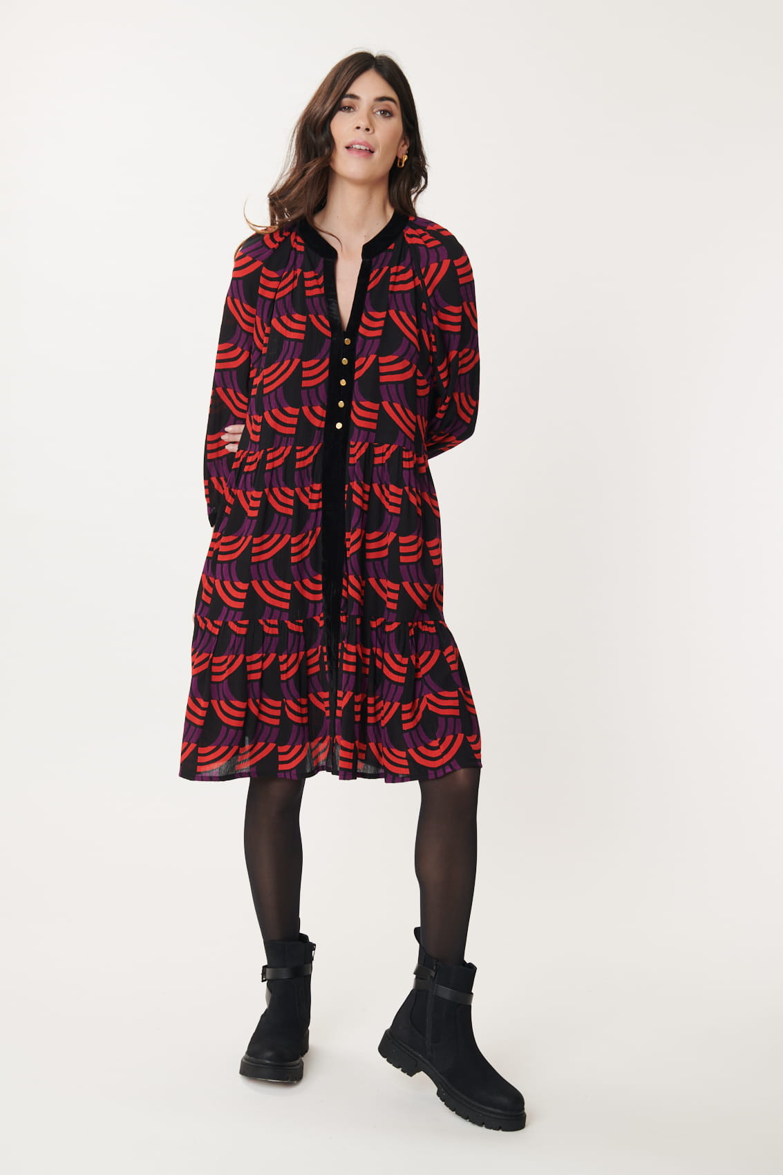 Derhy Ainoa Geo Print Shirt Dress