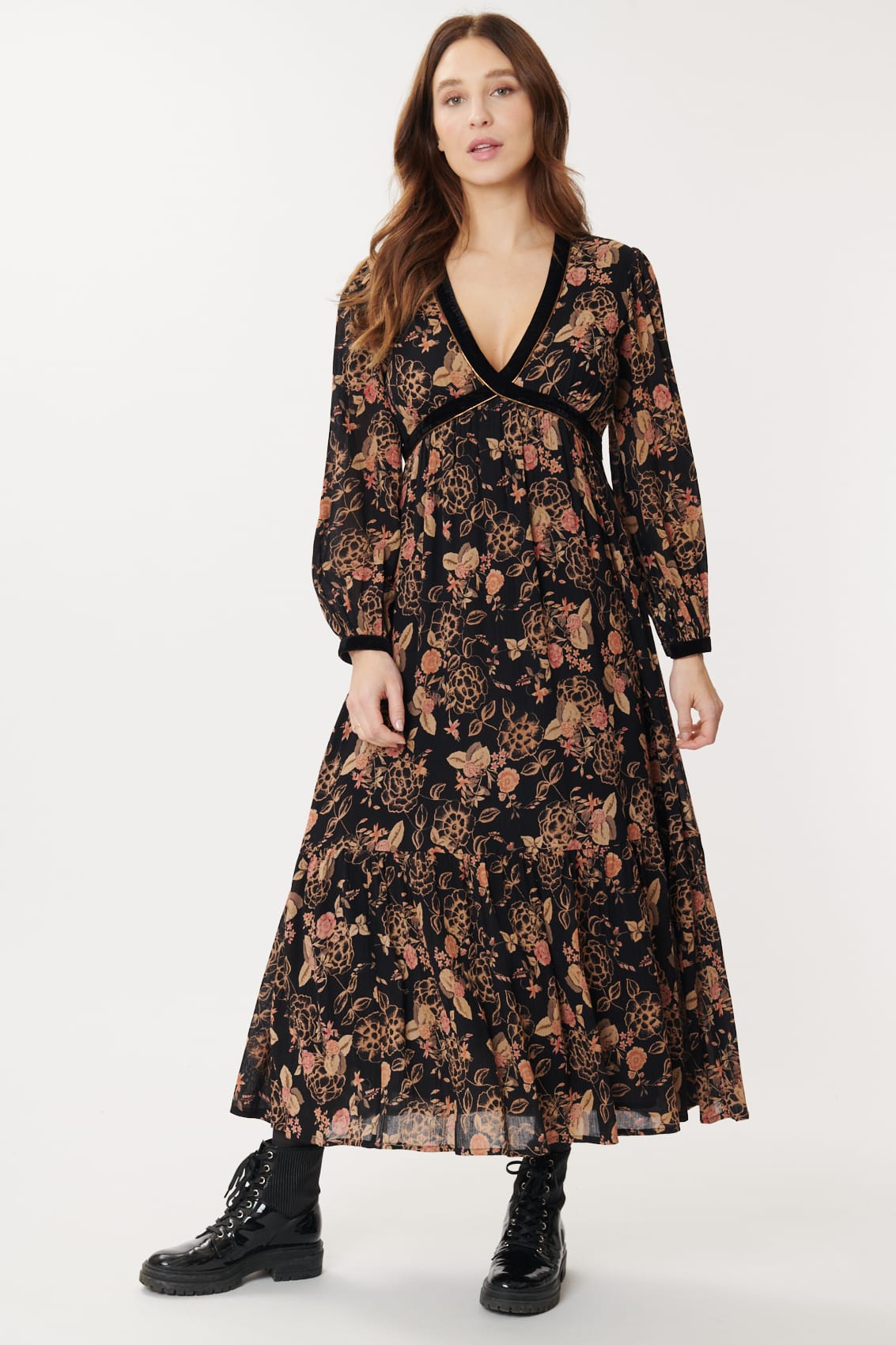Derhy Long Floral Print Dress