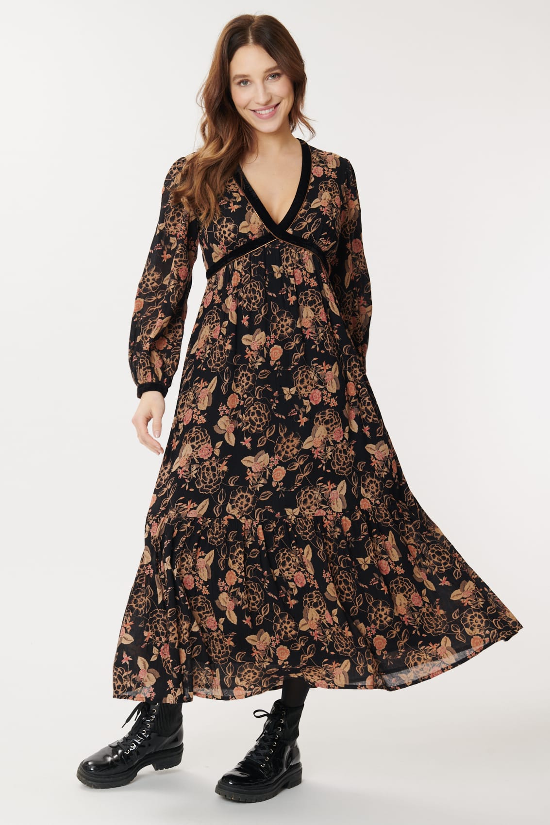 Derhy Long Floral Print Dress