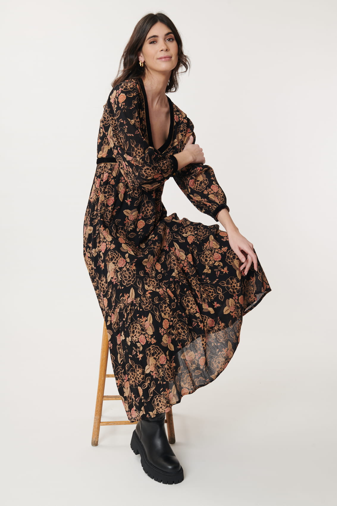 Derhy Long Floral Print Dress