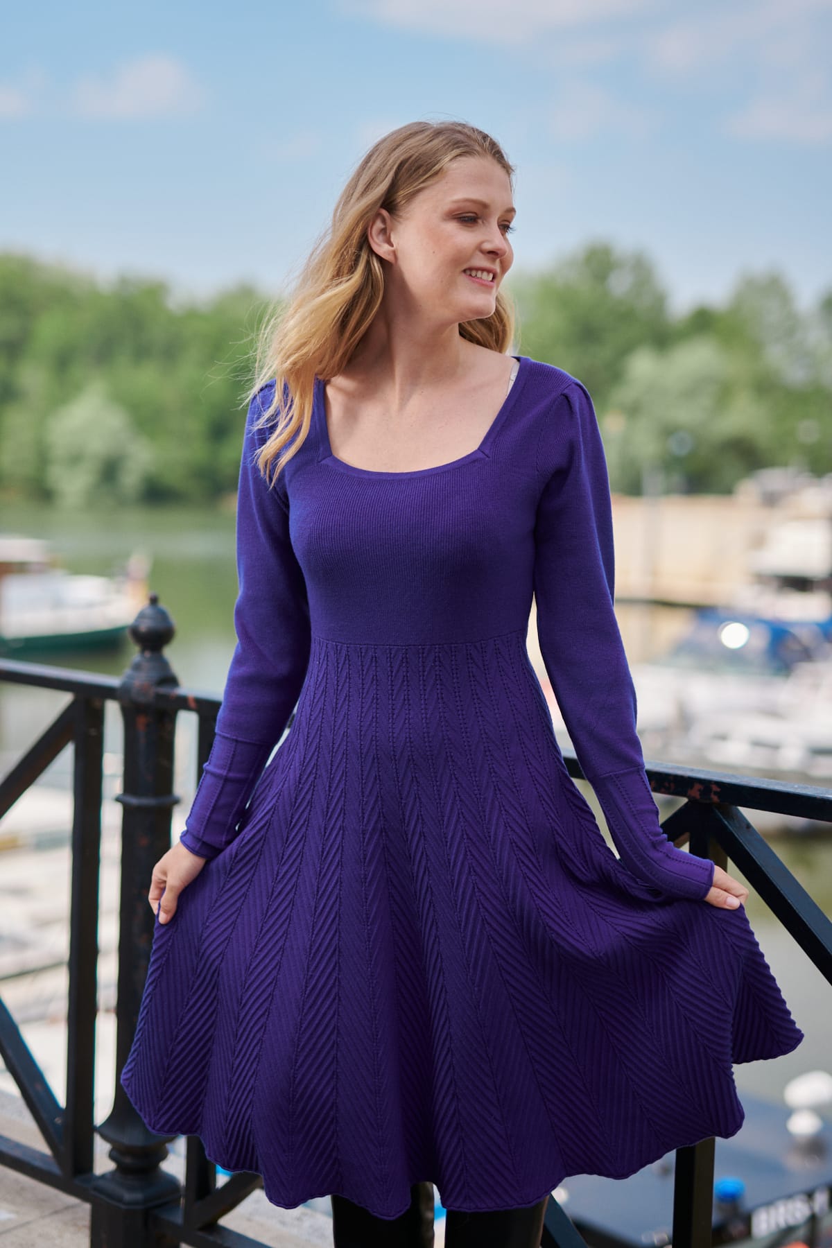 Derhy Purple Knitted Dress