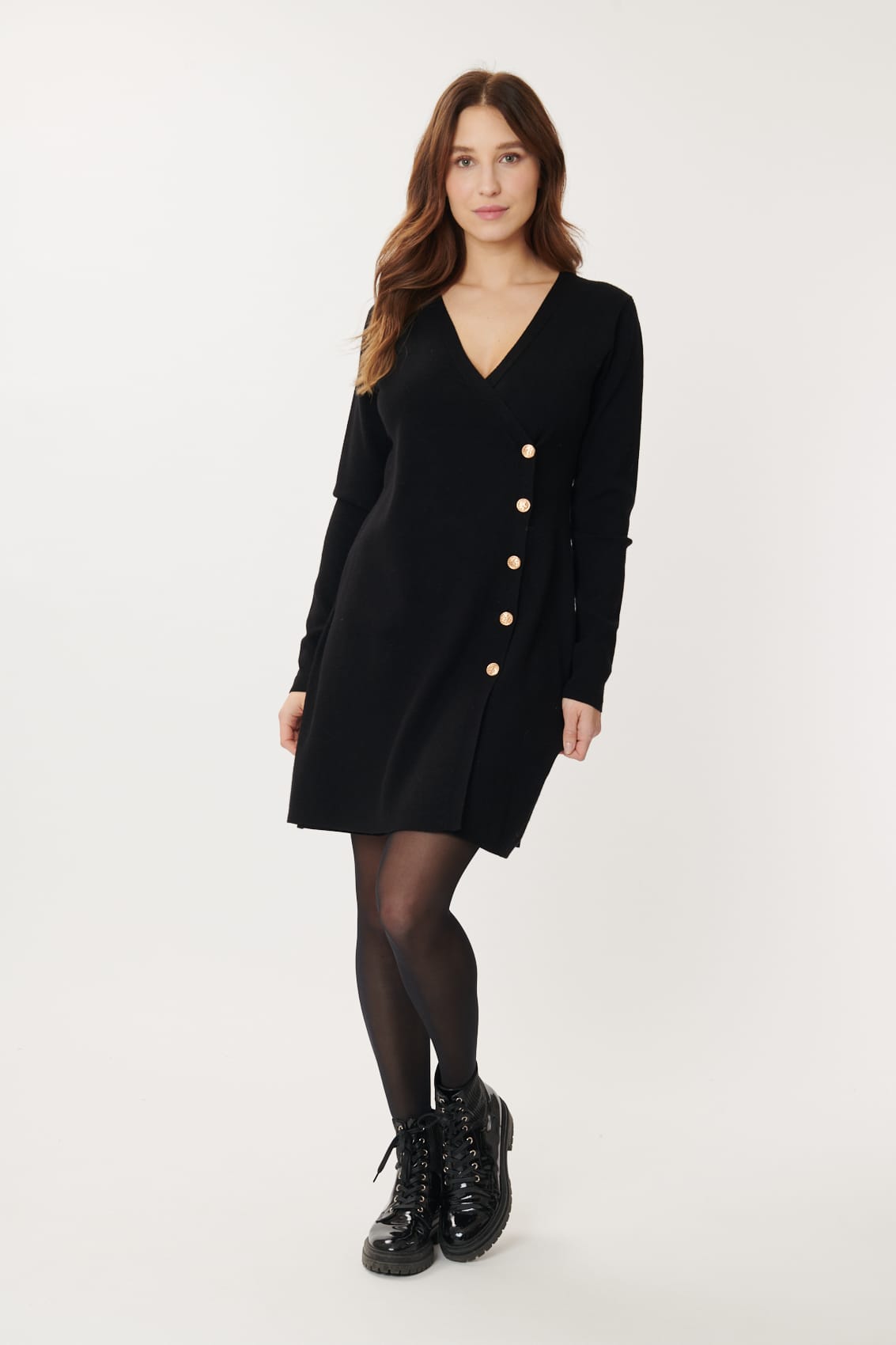 Derhy Button Side Knitted Dress