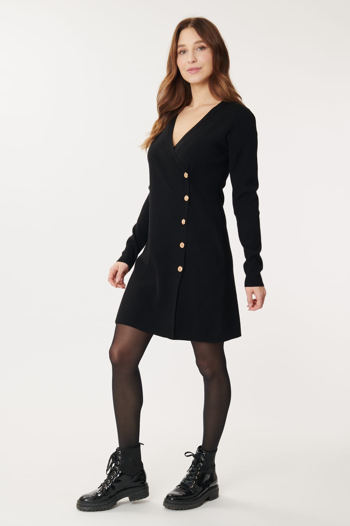 Derhy Button Side Knitted Dress