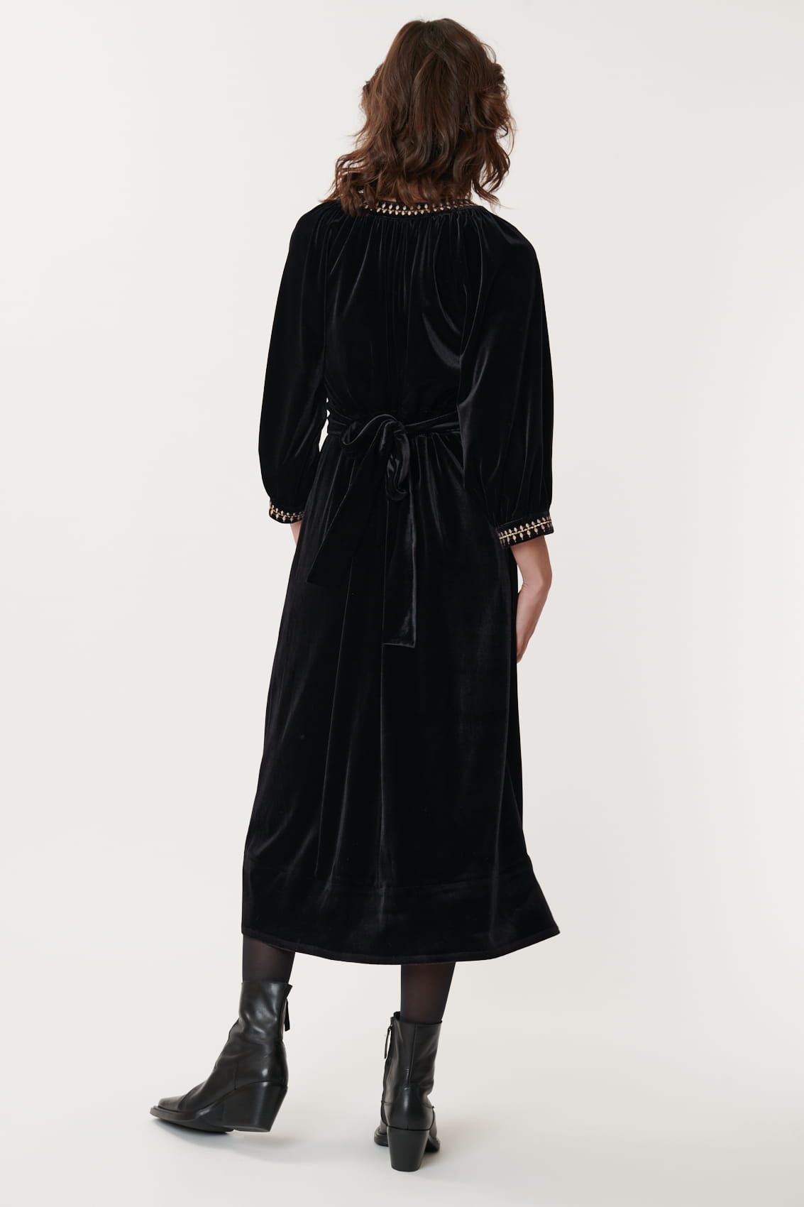 Derhy Velvet Embroidered Dress