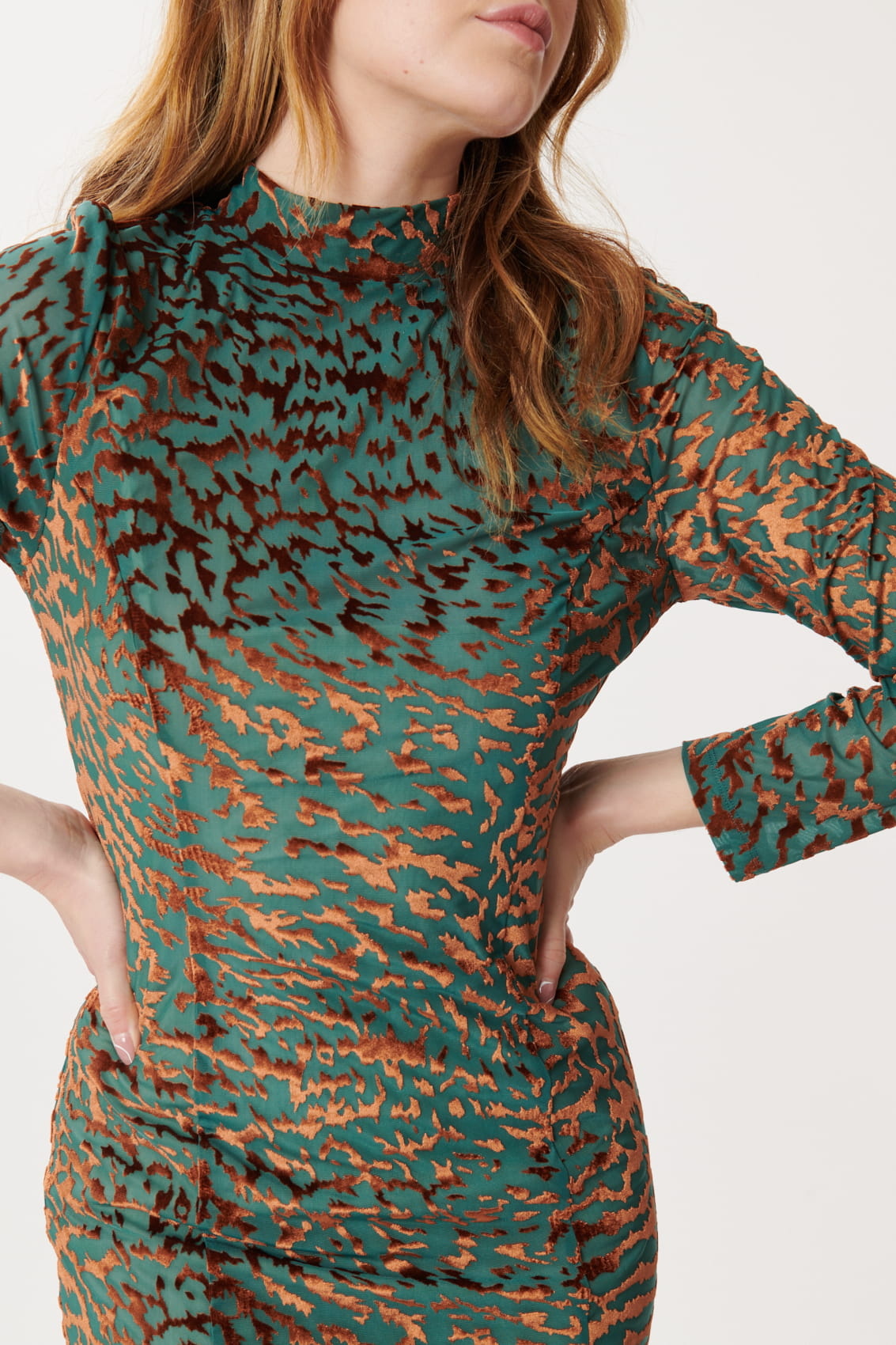Derhy Velvet Devore Green Dress