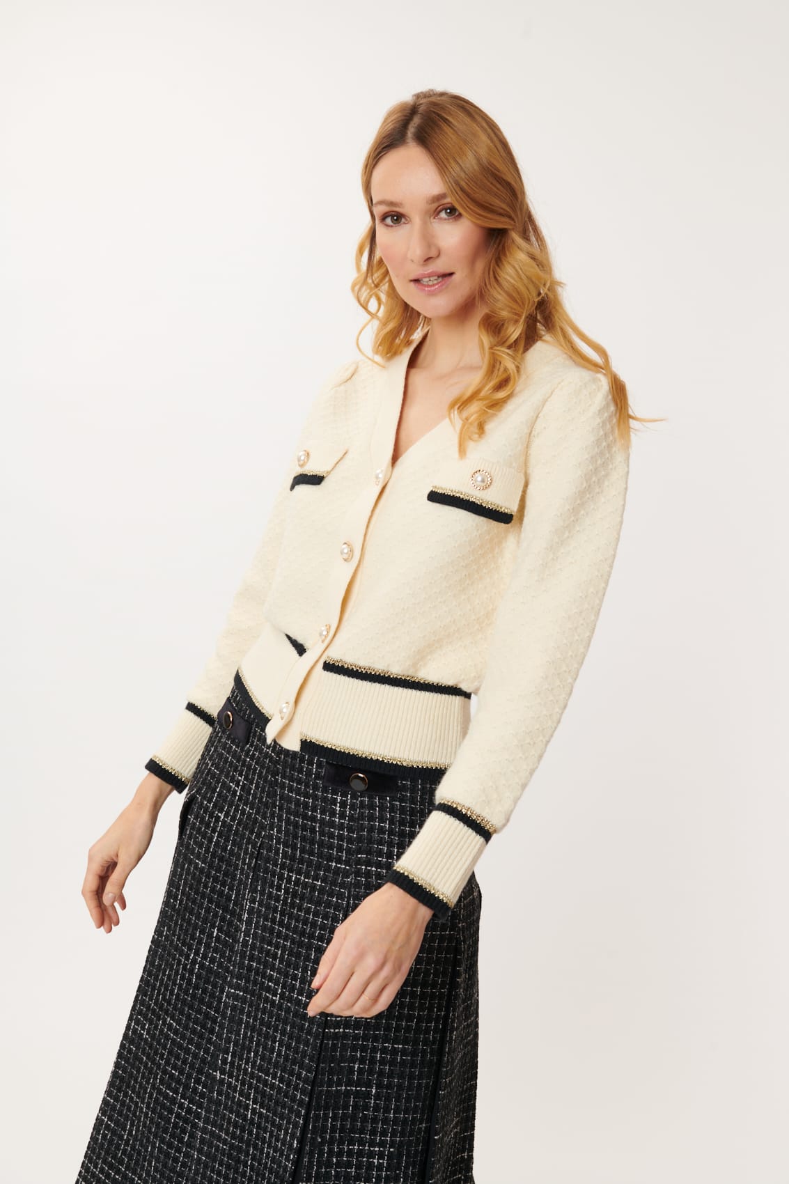 Derhy Cream Chunky Knit Cardigan