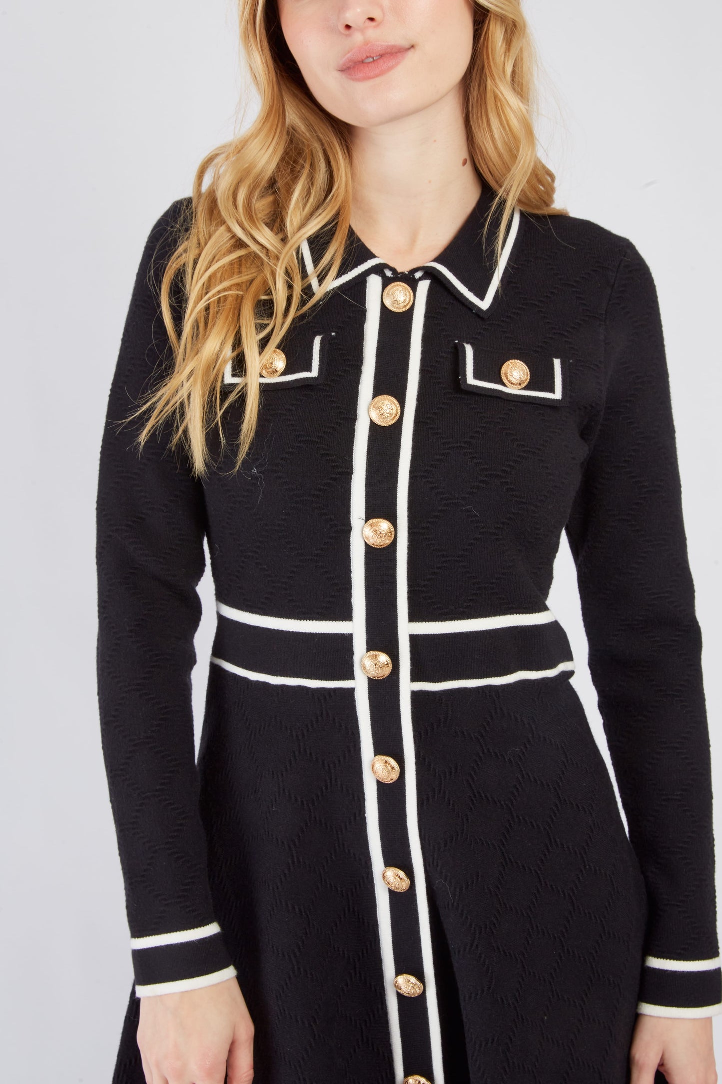 Derhy Black Knitted Button Up Dress Candice