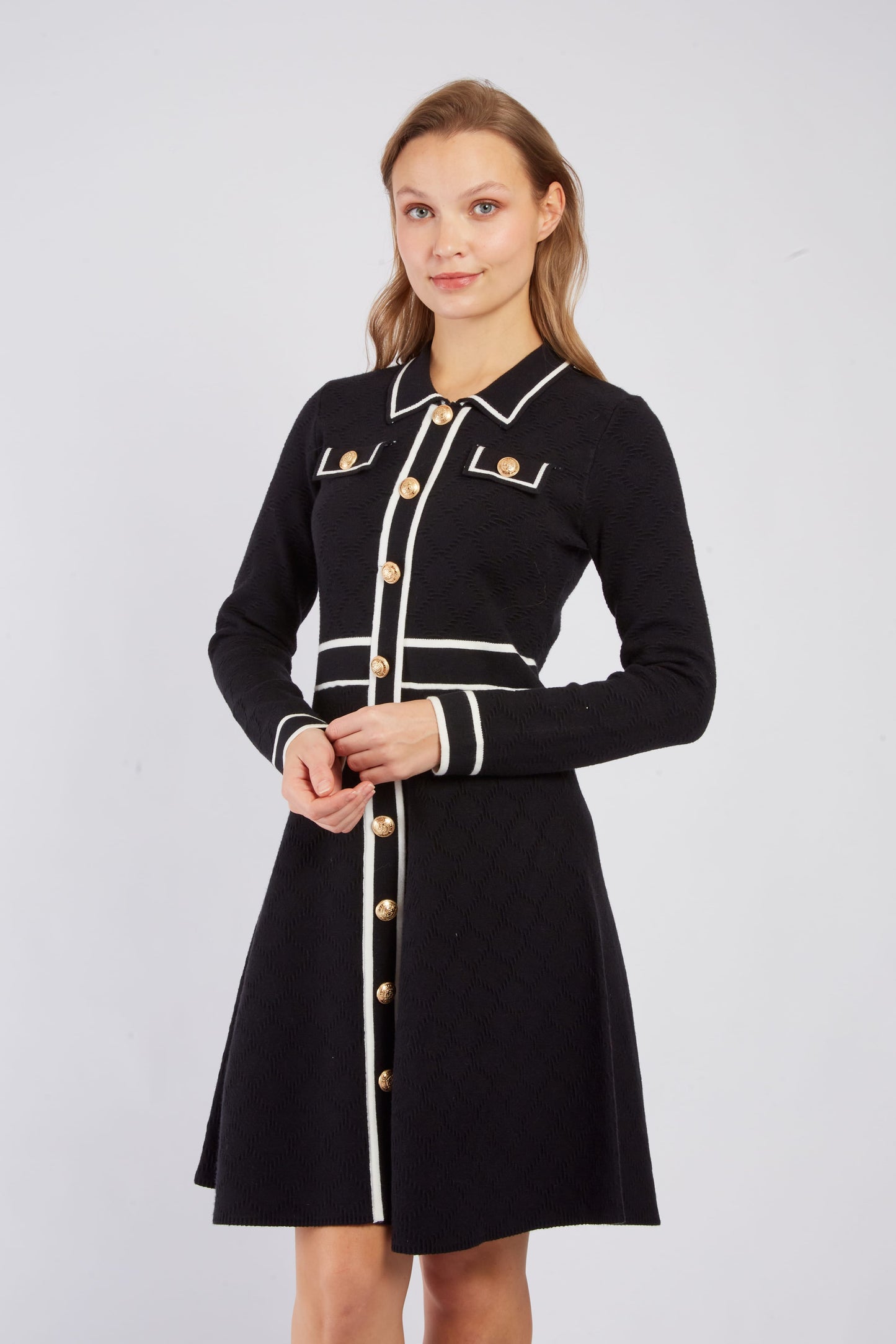 Derhy Black Knitted Button Up Dress Candice