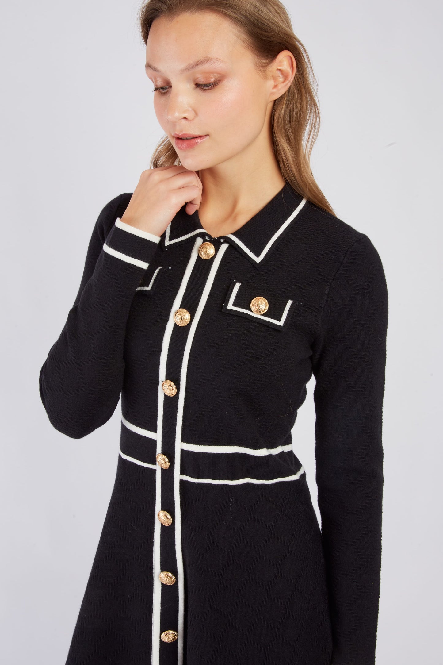 Derhy Black Knitted Button Up Dress Candice