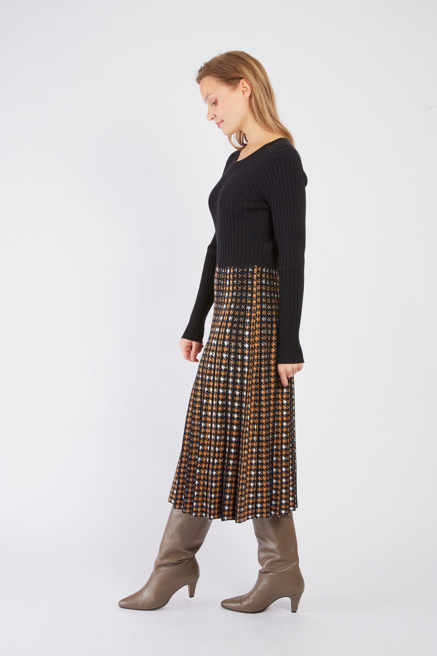 Derhy Black/Rust Knitted Dress Carlotta
