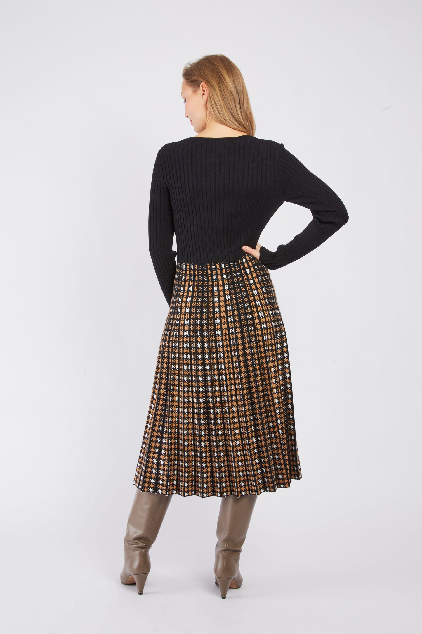 Derhy Black/Rust Knitted Dress Carlotta