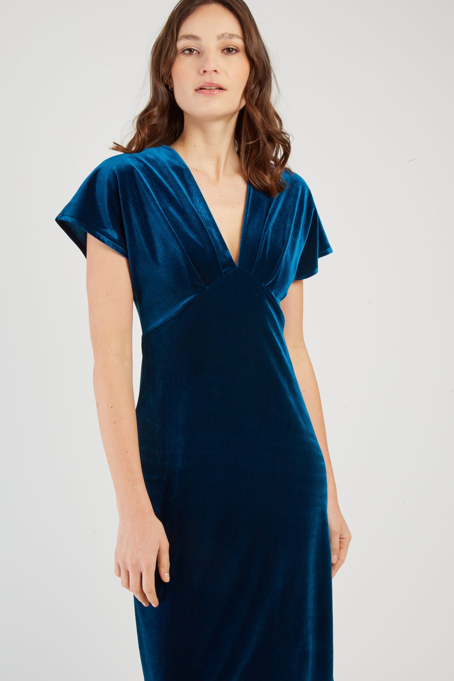 Derhy Blue Velvet Dress Edith