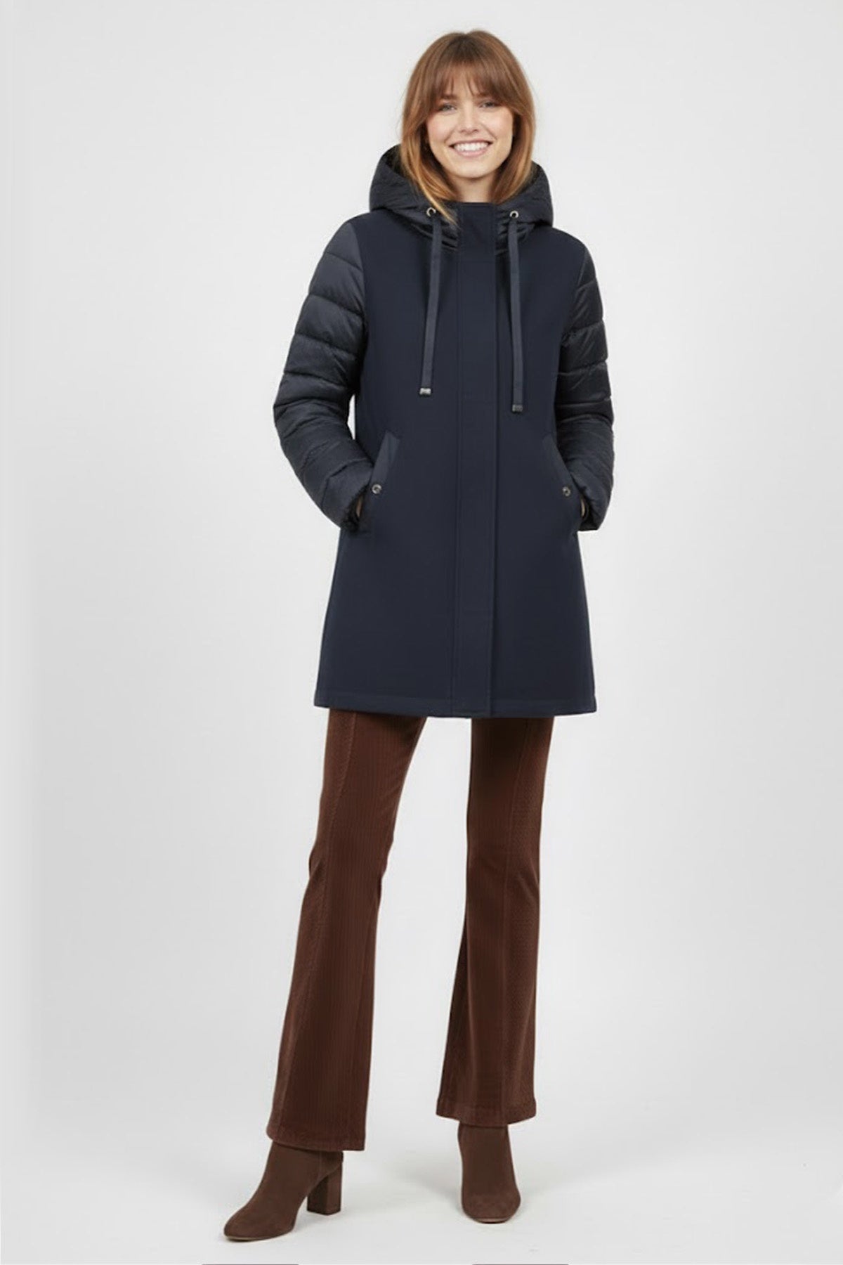Derhy Navy Hooded Coat Dalila