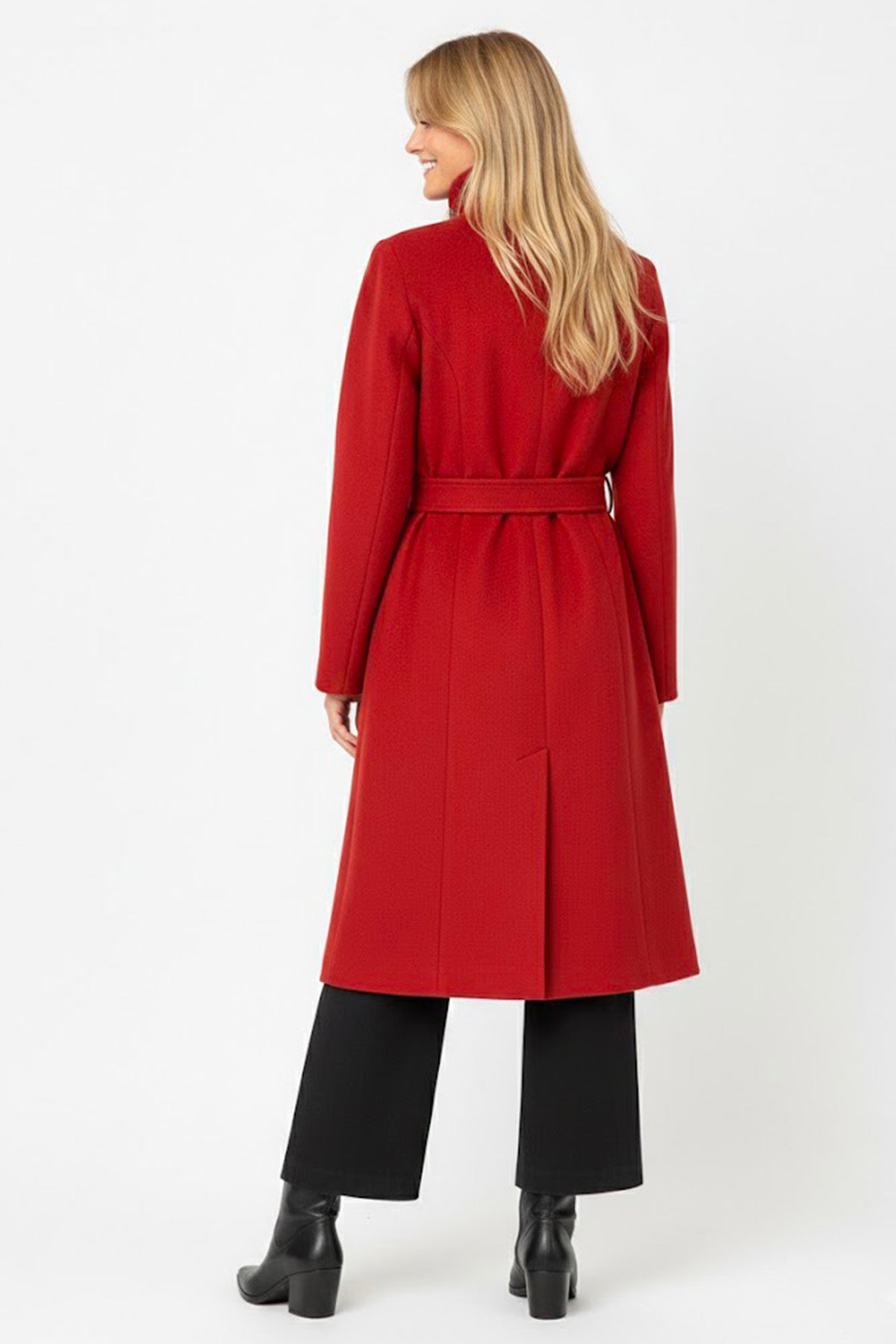 Derhy Red Belted Coat Gazania