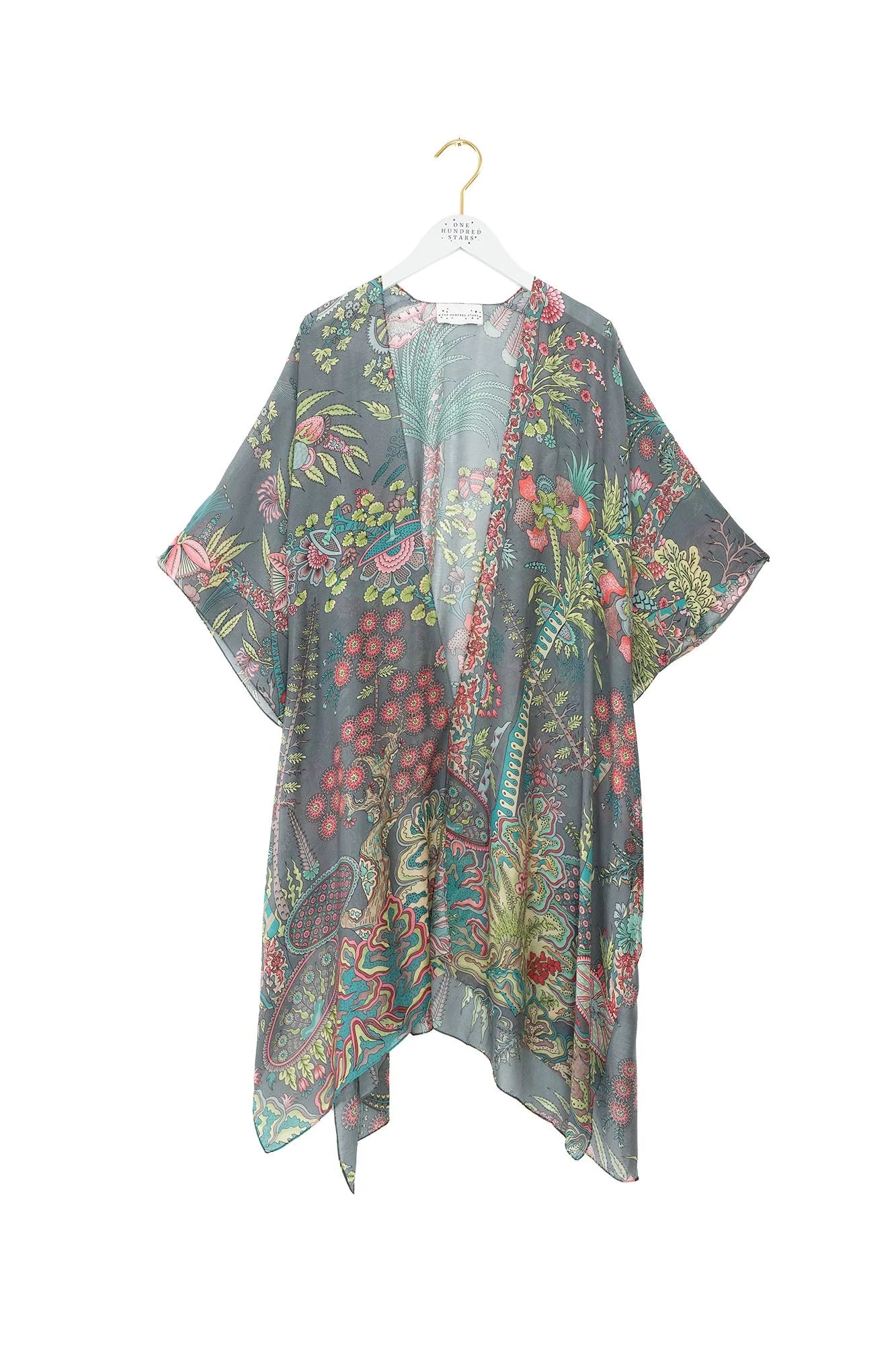 One Hundred Stars Boho Garden Grey Throwover Thrbohgry