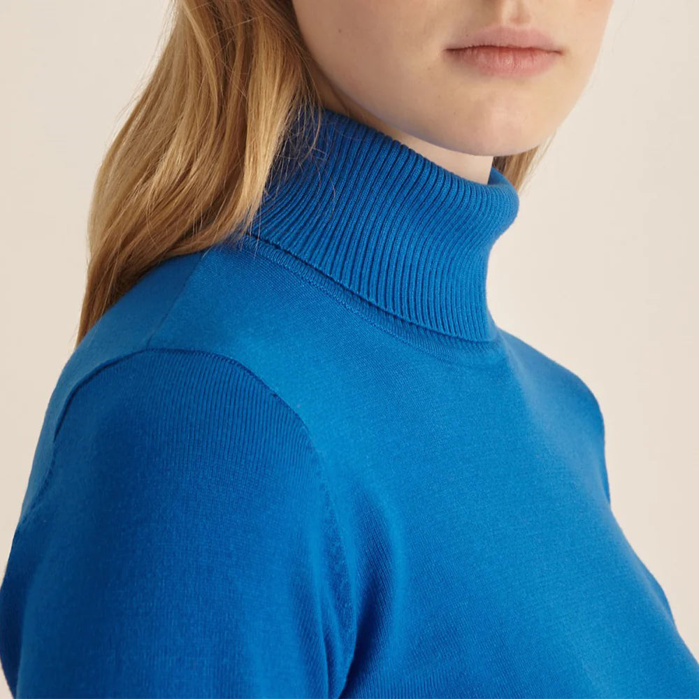 Marina V Blue Roll Neck Sweater