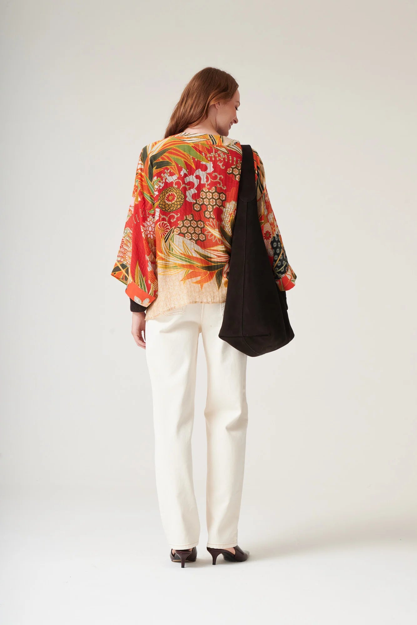 One Hundred Stars Fans Scarlet Kimono