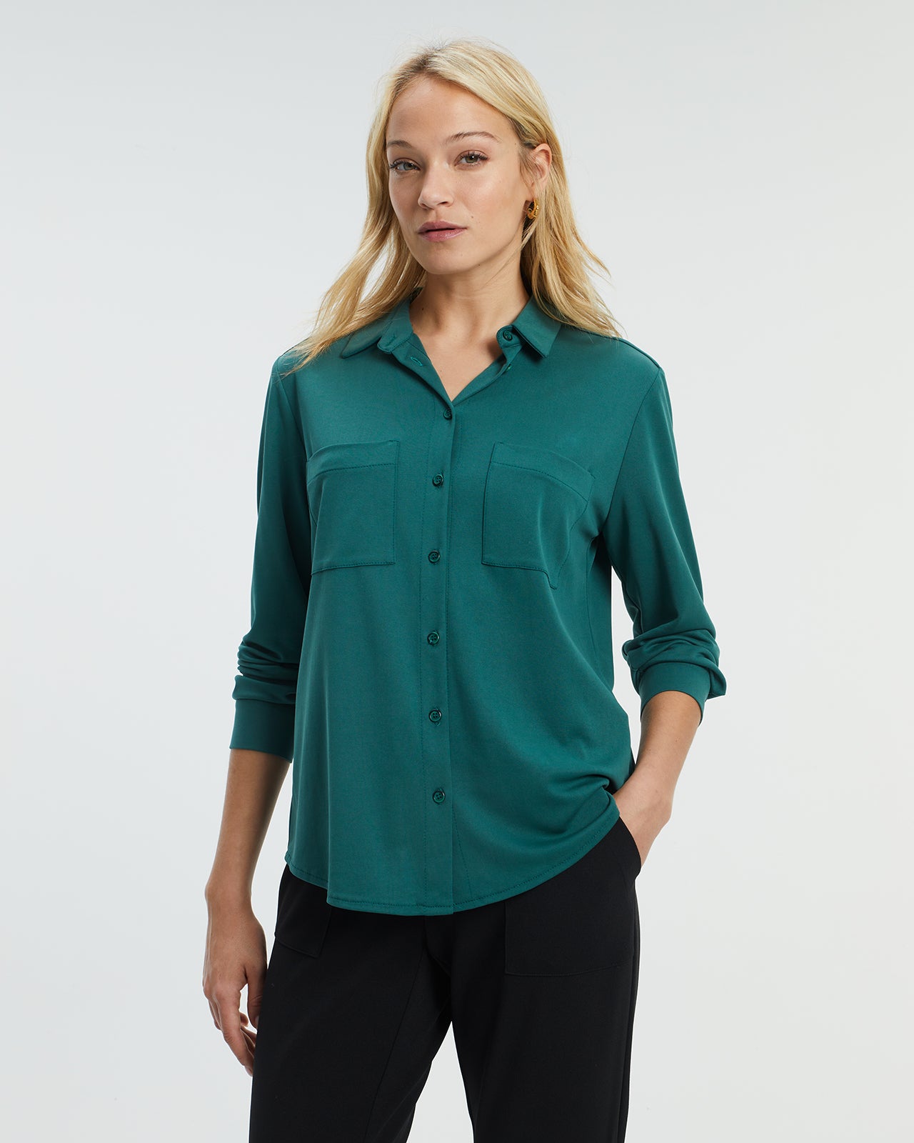 Paz Torras Teal Shirt Blouse
