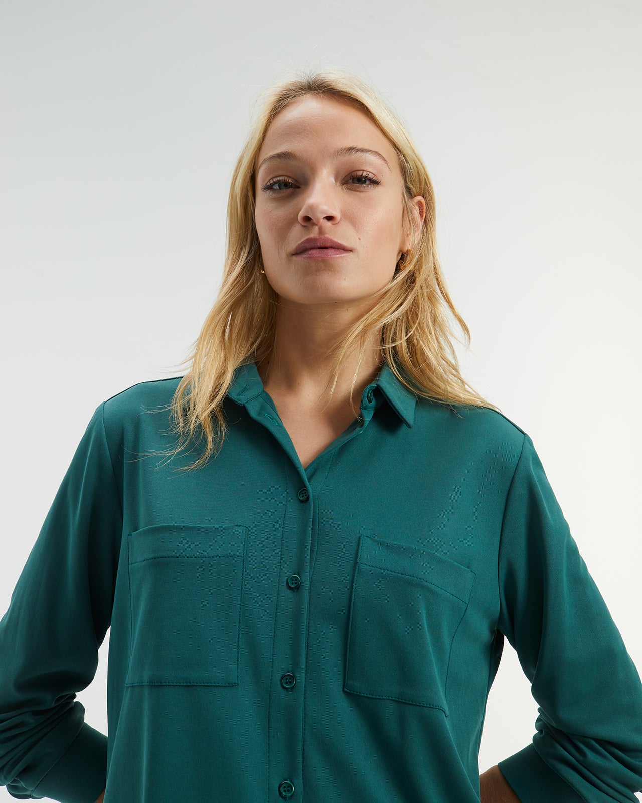 Paz Torras Teal Shirt Blouse
