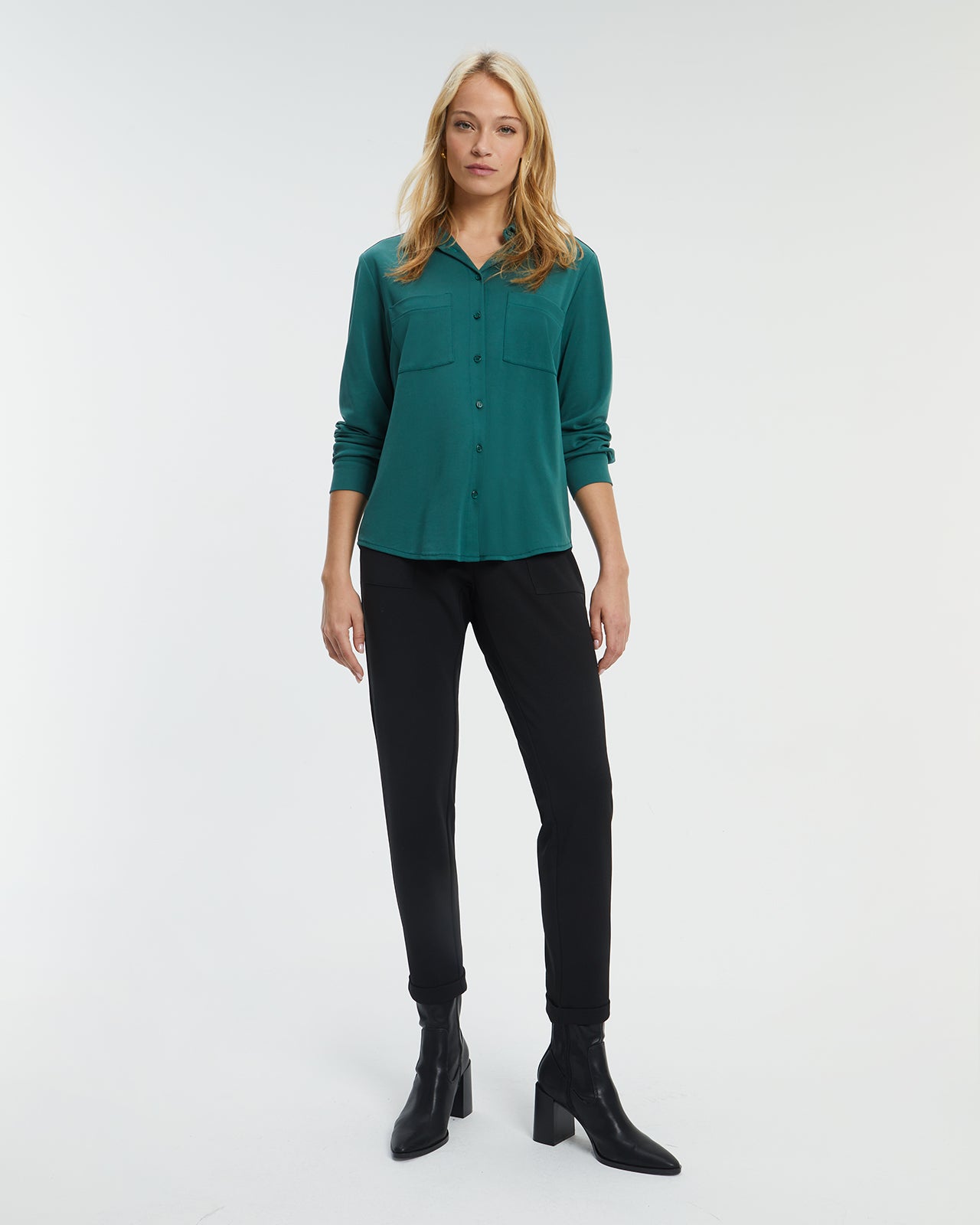Paz Torras Teal Shirt Blouse
