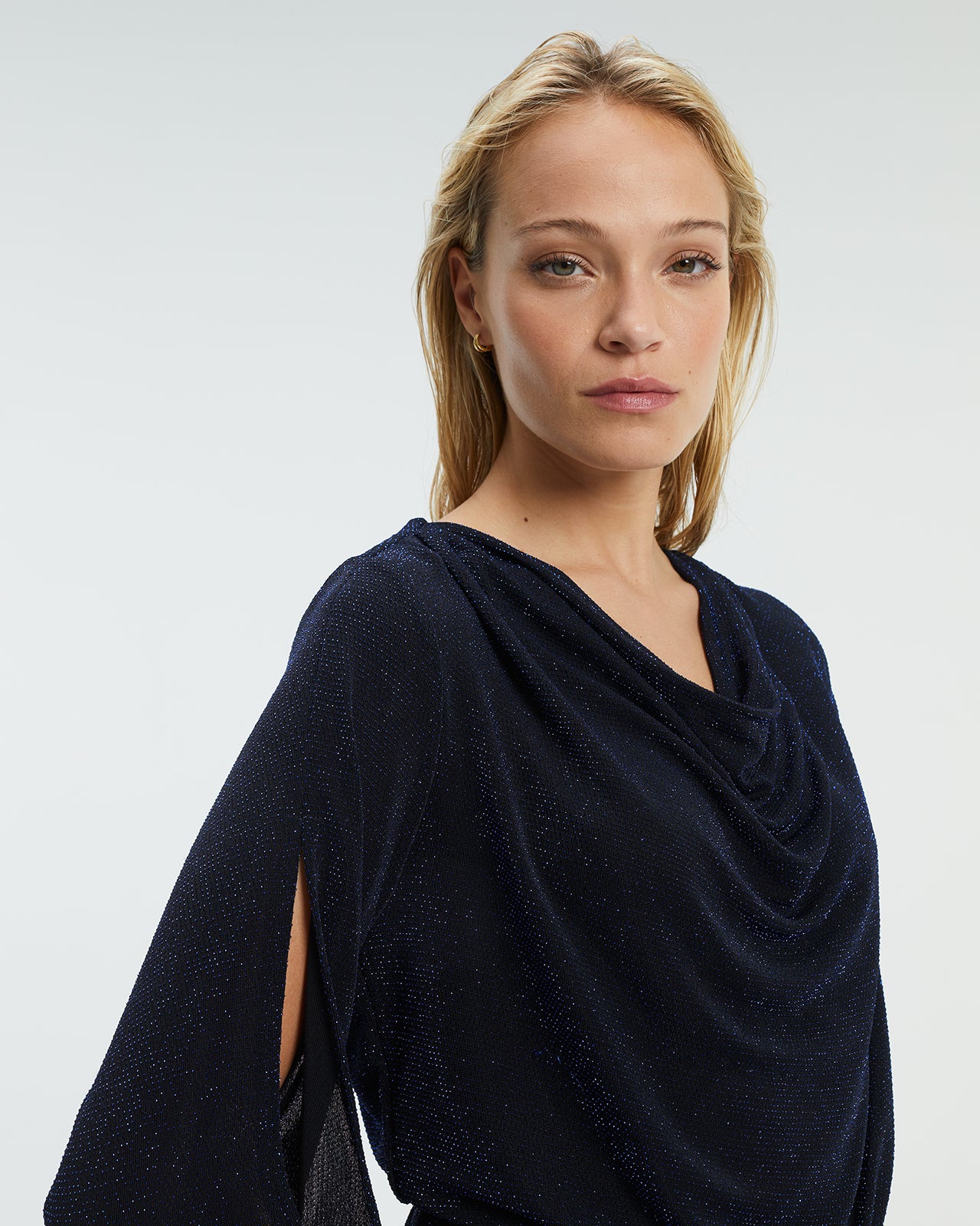 Paz Torras Metallic Blue Top