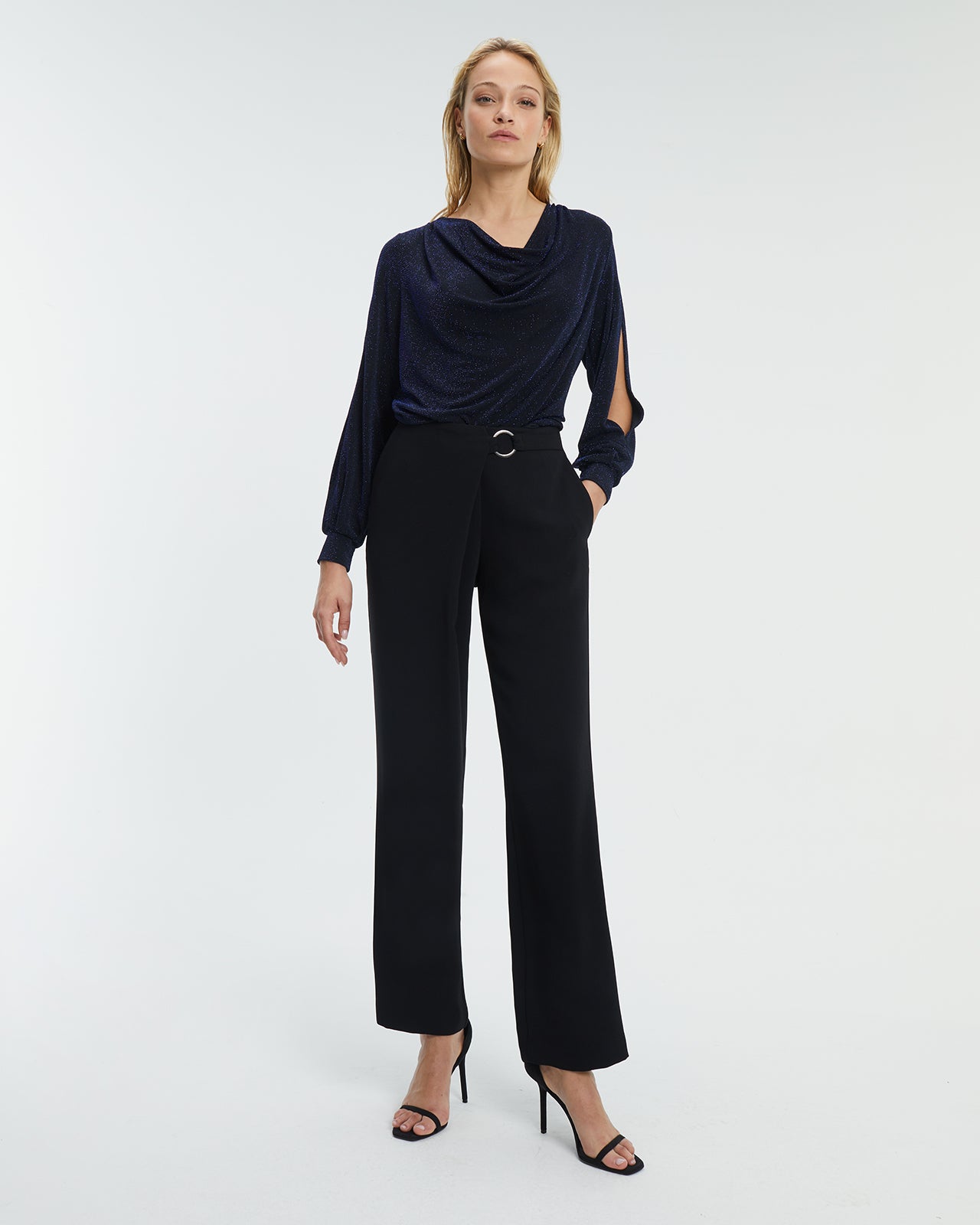 Paz Torras Metallic Blue Top