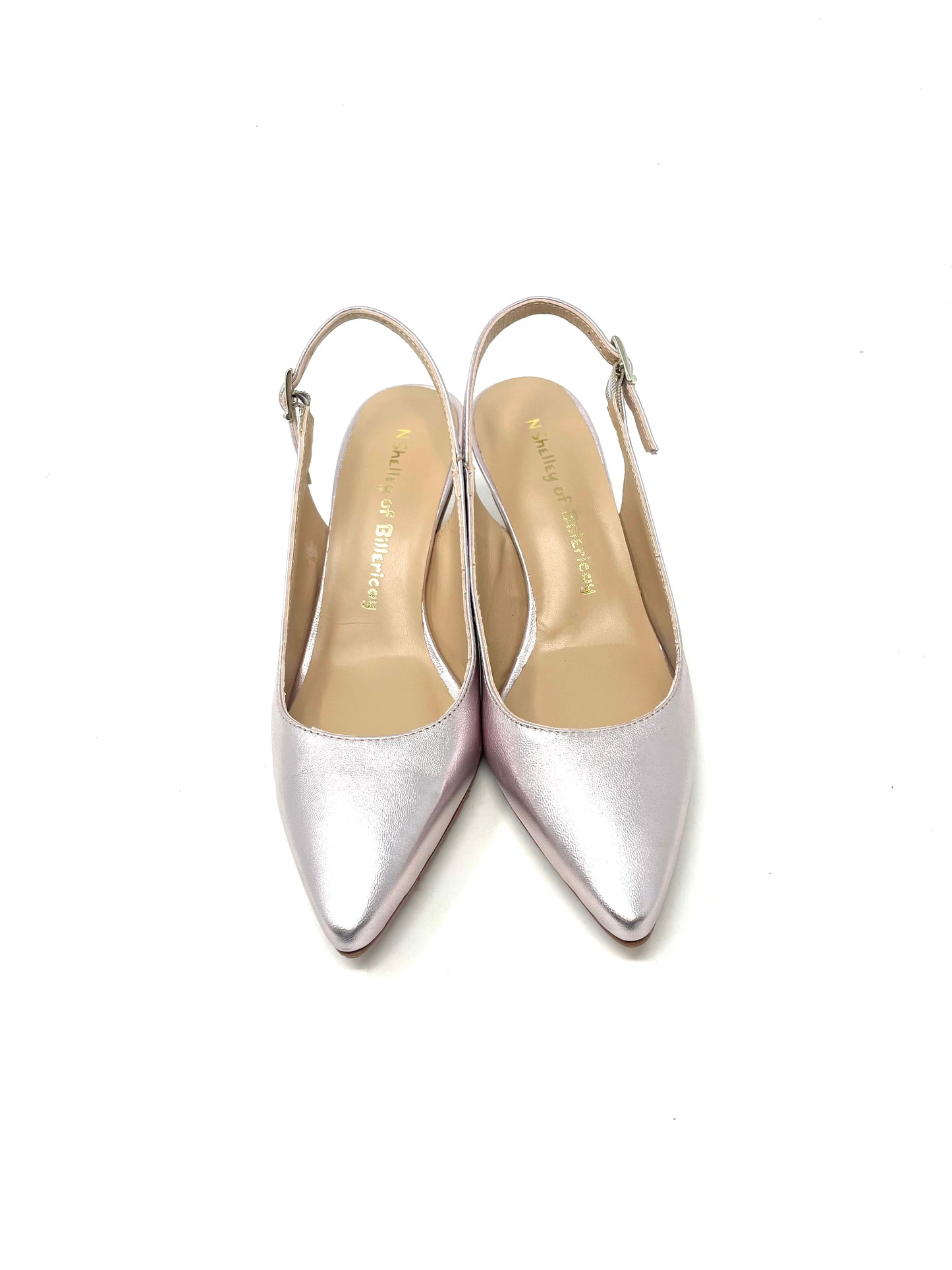 Brenda Zaro Pale Pink Metallic Court Shoes