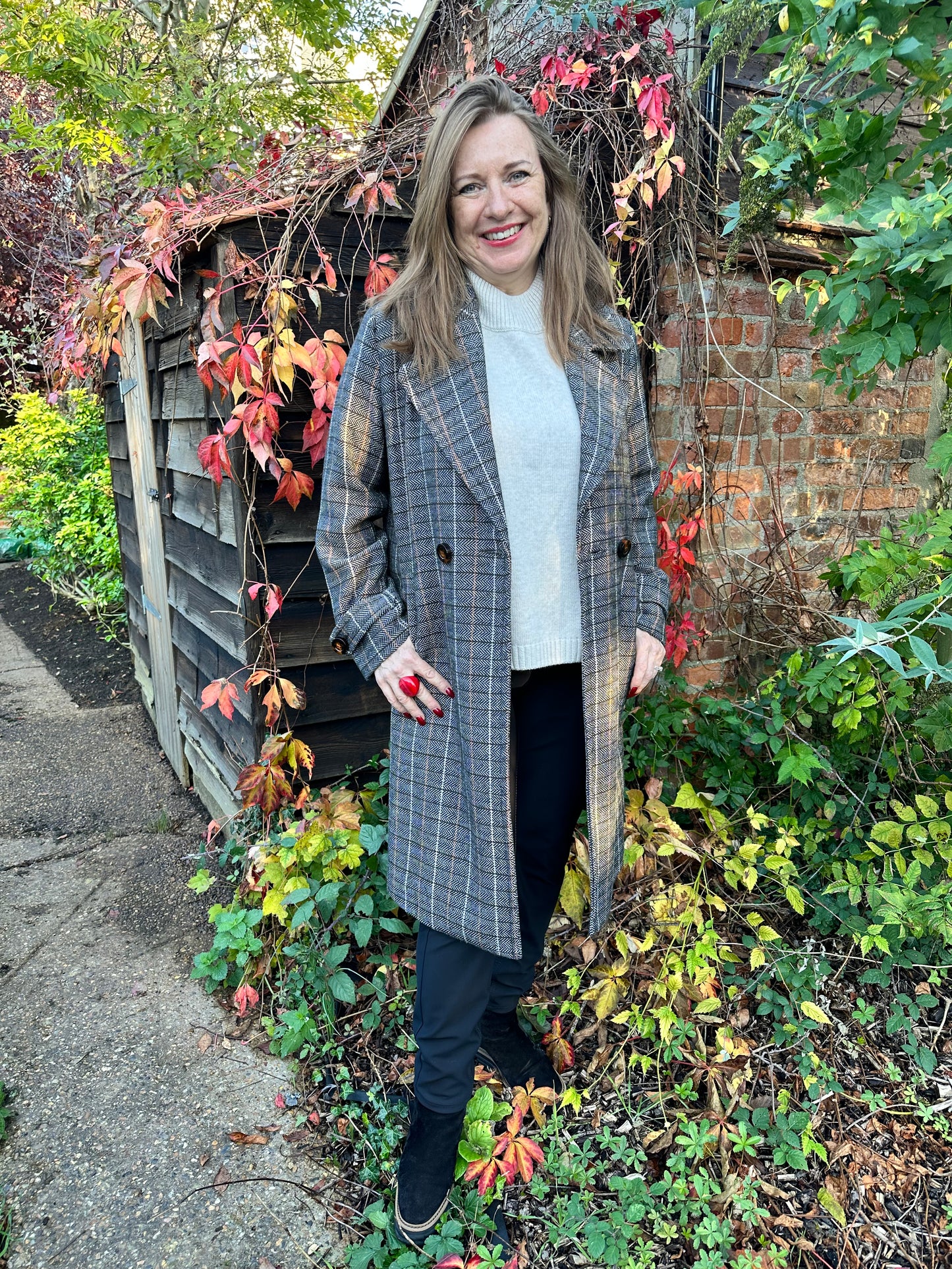 Paz Torras Herringbone Check Coat