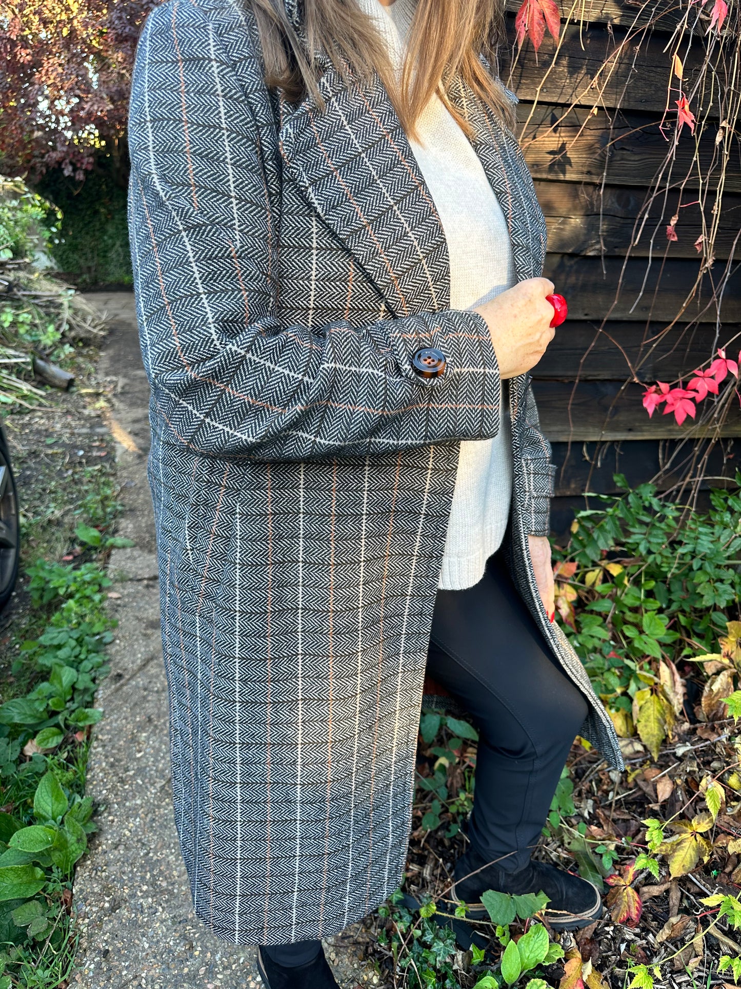 Paz Torras Herringbone Check Coat