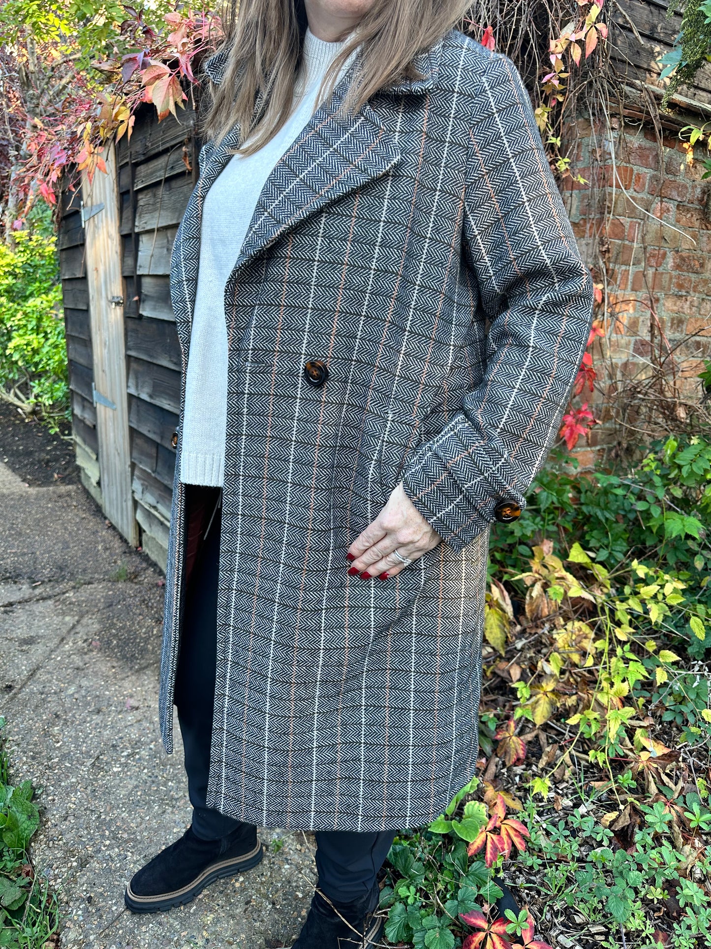 Paz Torras Herringbone Check Coat