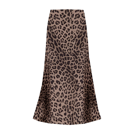 White Leaf Leopard Print Skirt LGN22L